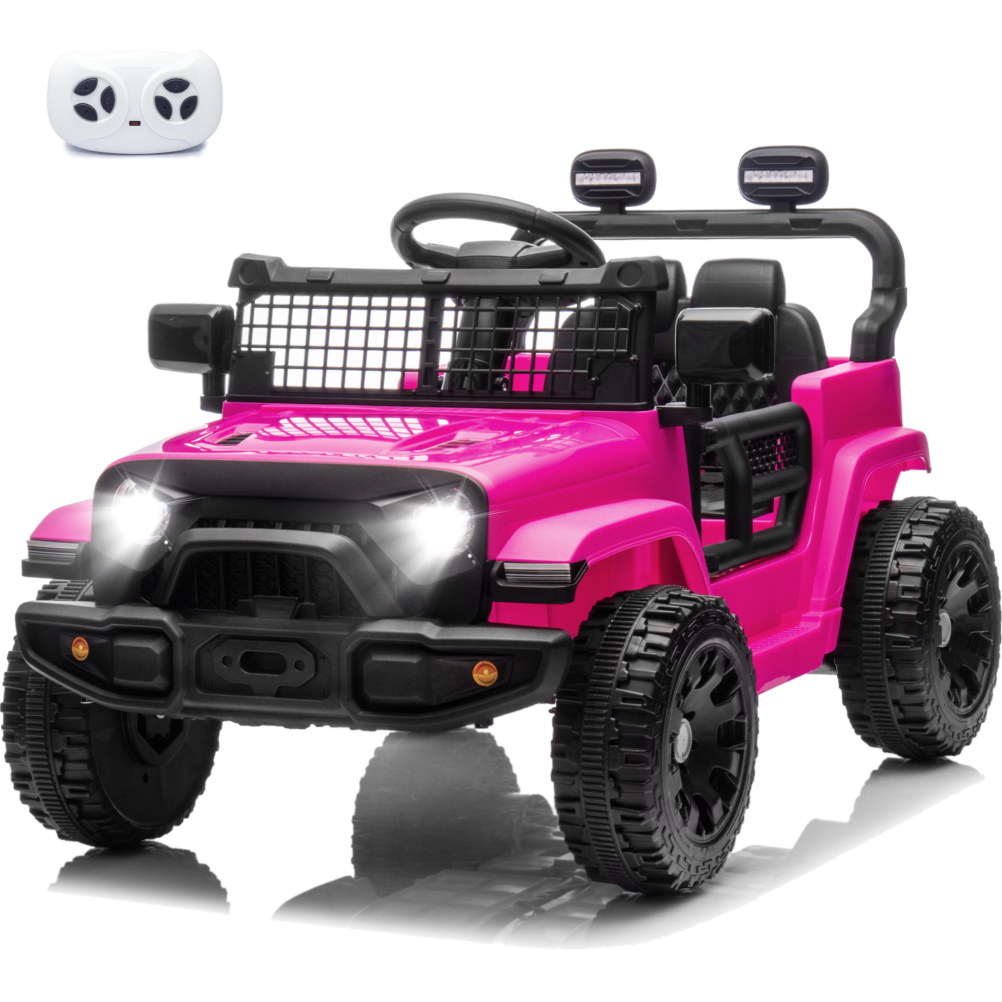thumbnail video image 2 of iRerts 24V Ride on Toys, 4WD Powered Ride on Car with Remote Control, Colorful LED Lights, Music, USB/AUX Port, Front-Back Swaying Mode, Electric Car for Kids Boys Girls Ages 3-6, Army Green, 2 of 9