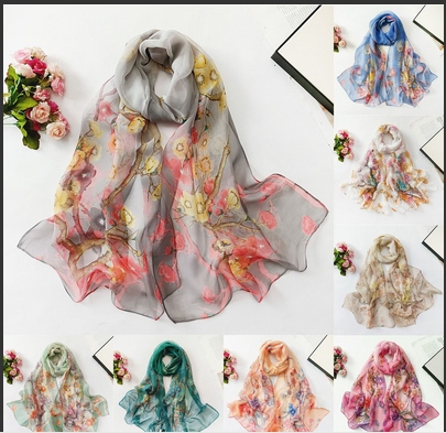 thumbnail video image 2 of Baqcunre Clearance! Silk Scarf, Scarfs for Women Lightweight Print Floral Pattern Scarf Shawl Fashion Scarves Shawls And Wraps for Spring,, 2 of 4