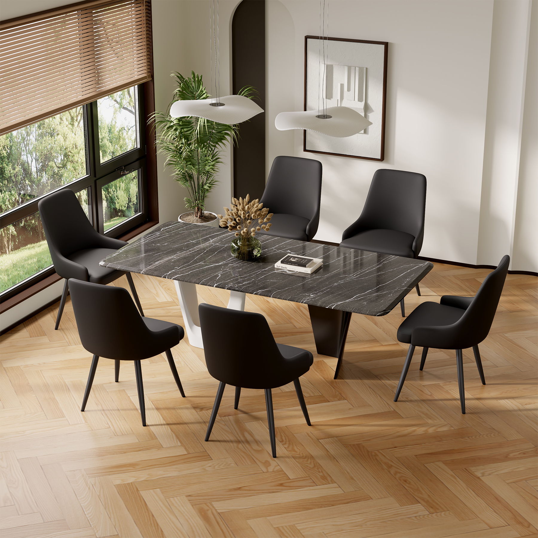 thumbnail video image 2 of Hawsaiy Mid Century Modern Dining Chairs Set of 4, Faux Leather Dining Room Chairs with Metal Legs, Gray, 2 of 10