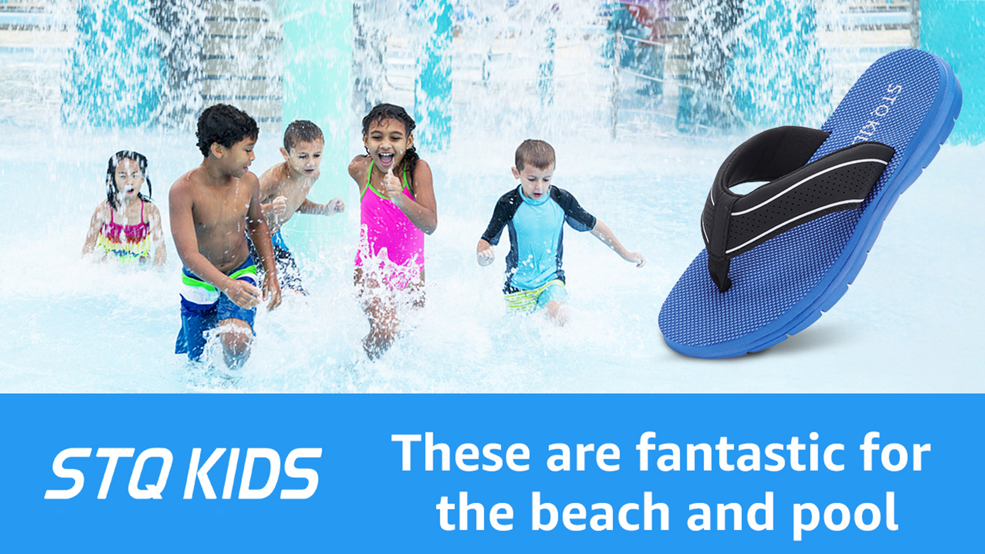 thumbnail video image 2 of KIDS Sandals Flip Flops Beach Pool Summer Soft Home Bathroom Sandals All Black Size 3 Little Kid, 2 of 7