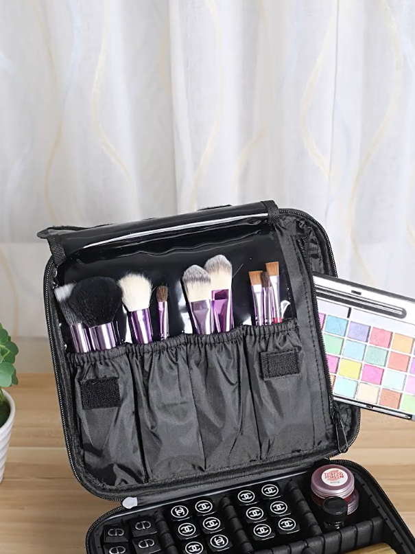 thumbnail video image 2 of SZZJKJ Makeup Bag, Makeup Organizer, Large Capacity Travel Toiletry Bag Organizer (Black), 2 of 7