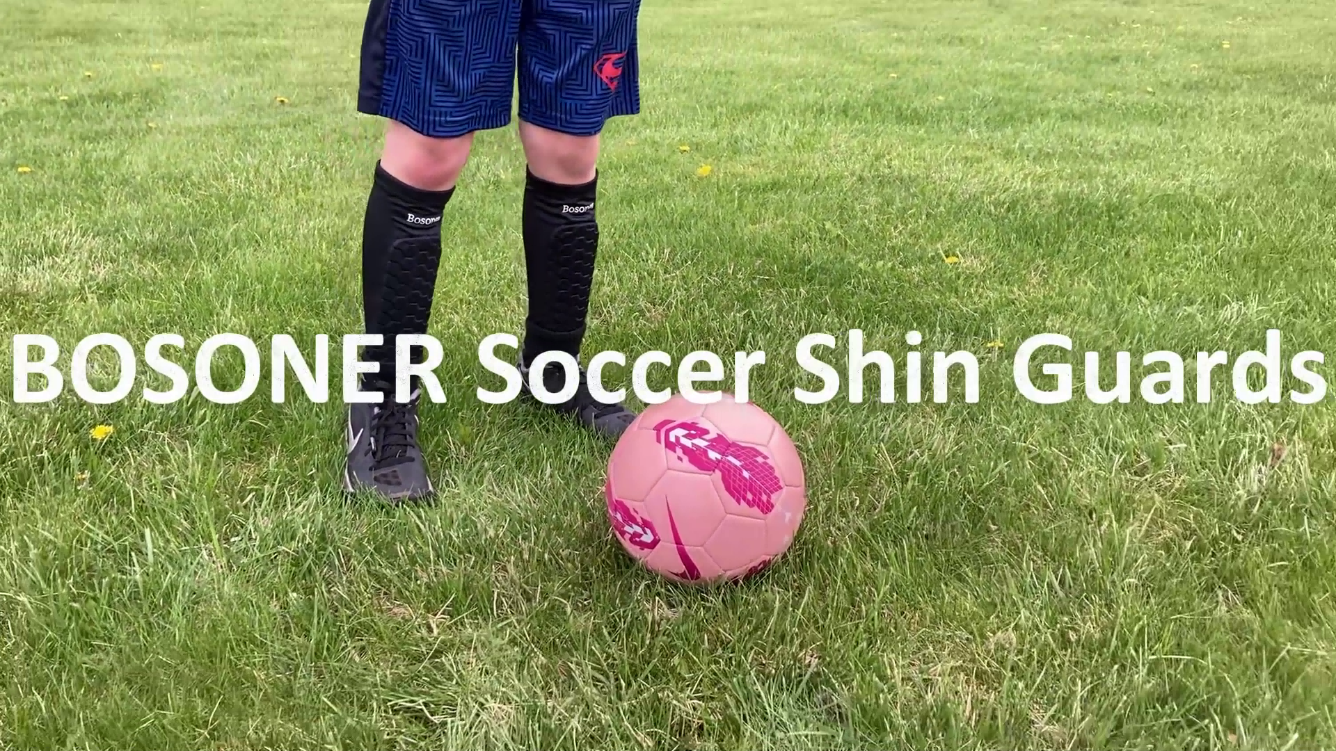 thumbnail video image 2 of BOSONER Soccer Shin Guards for Kids: Non-Slip Calf Compression Sleeve with Honeycomb Pads for Aged 8-12 Boys Girls - Sports Protective Gear for Football Baseball Boxing MTB Tennis, 2 of 8