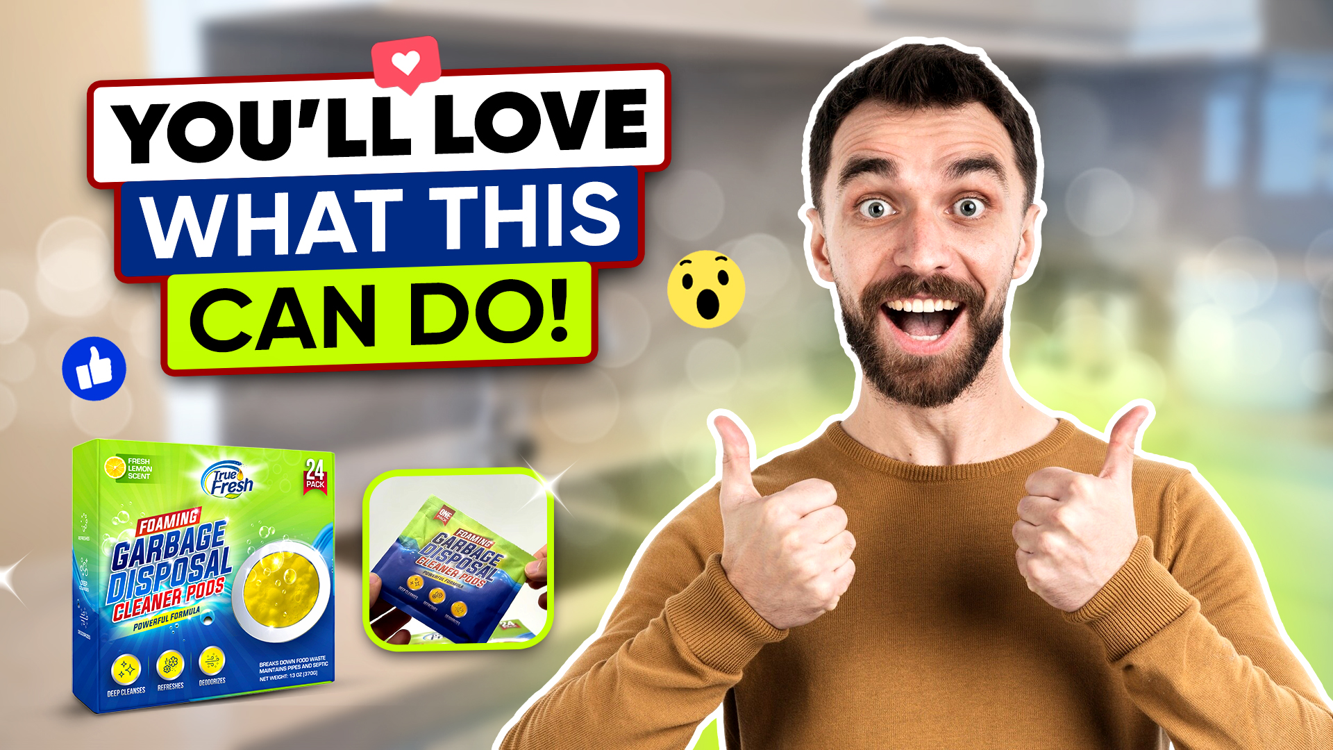 thumbnail video image 2 of True Fresh Garbage Disposal Cleaner and Deodorizer, 24 Count, 1 Year Supply, Lemon Scent, 2 of 8