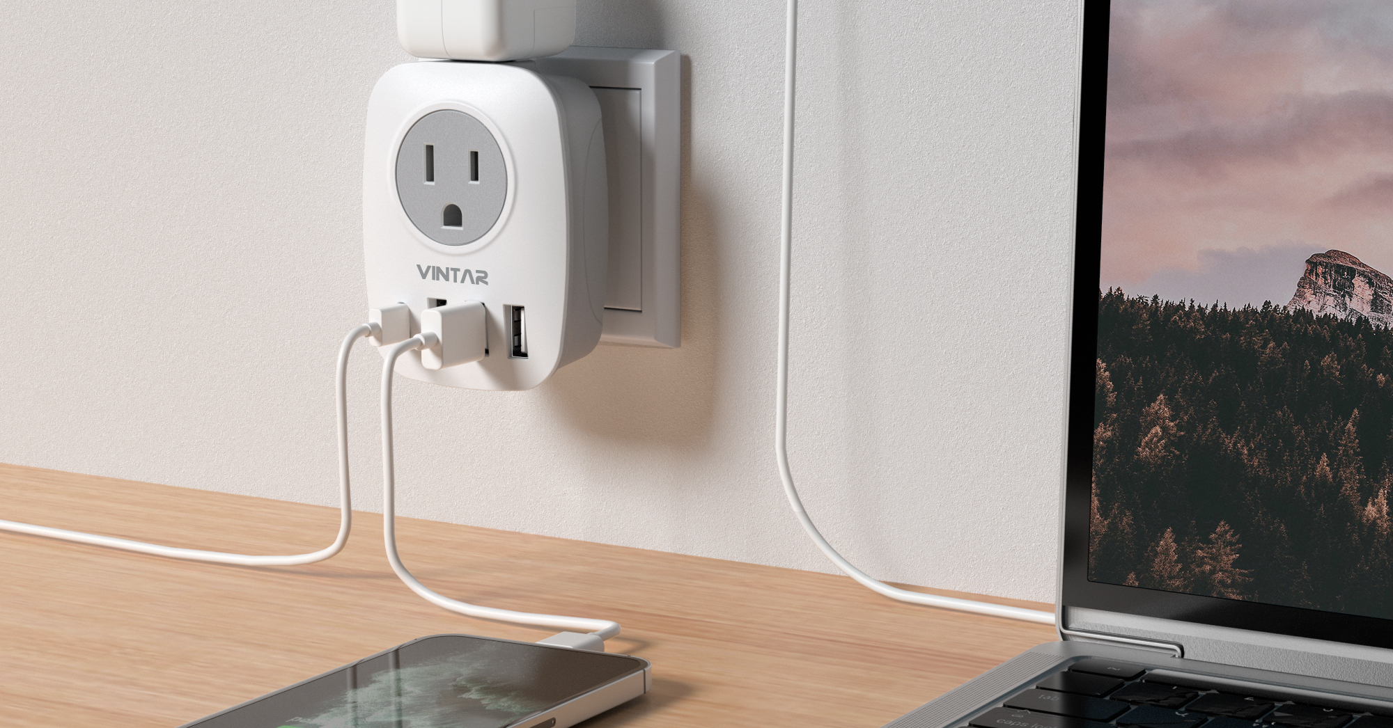 thumbnail video image 2 of [2-Pack] European Travel Plug Adapter, VINTAR International Power Adaptor with 2 USB Ports,2 American Outlets- 4 in 1 Outlet Adapter,Travel Accessories to Italy,Greece,Israel,France, Spain (, 2 of 6