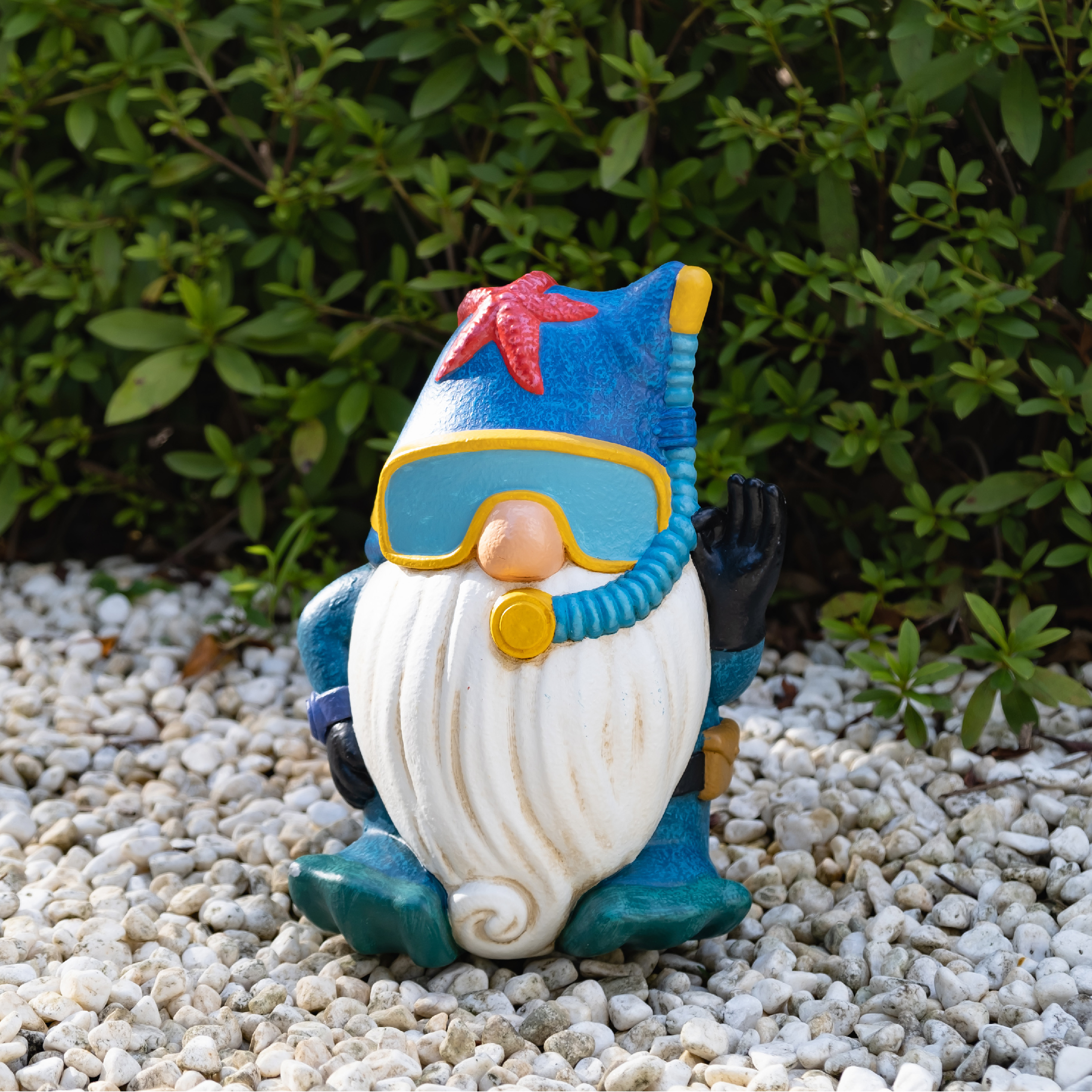 thumbnail video image 2 of Mainstays Coastal Diver Gnome Outdoor Garden Statue, Weather-Resistant, 2 of 8