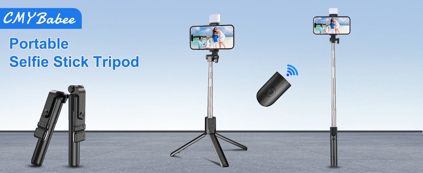 thumbnail video image 2 of CMYBabee Selfie Stick, Tripod, 40in Retractable Selfie Stick Tripod with Remote, 2 Level Fill Light, Selfie Tripod for Iphone Android, 2 of 10