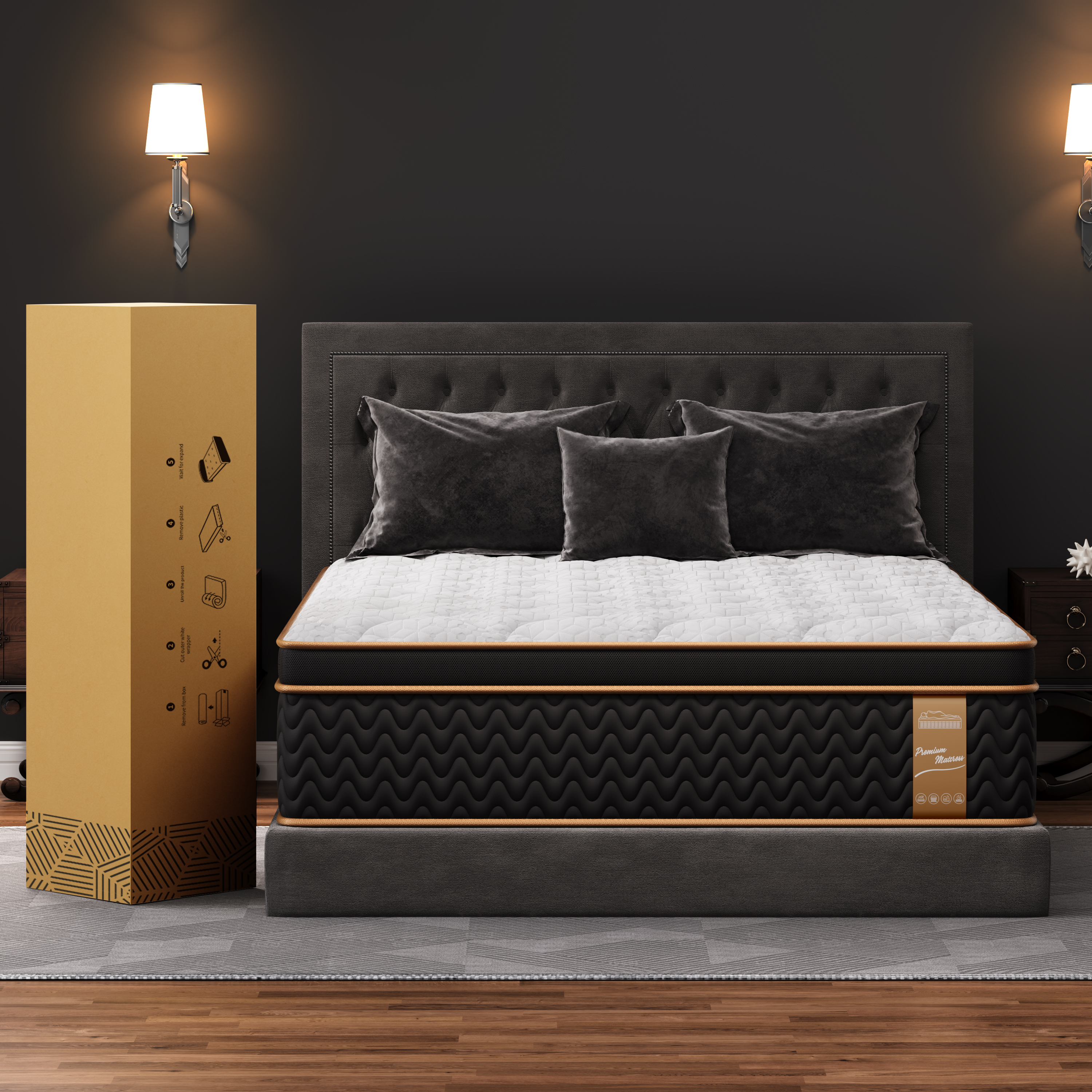 thumbnail video image 2 of Sleepmax Dreams 14" Firm Full Hybrid Mattress in a Box, Euro Top, Adult, 2 of 11