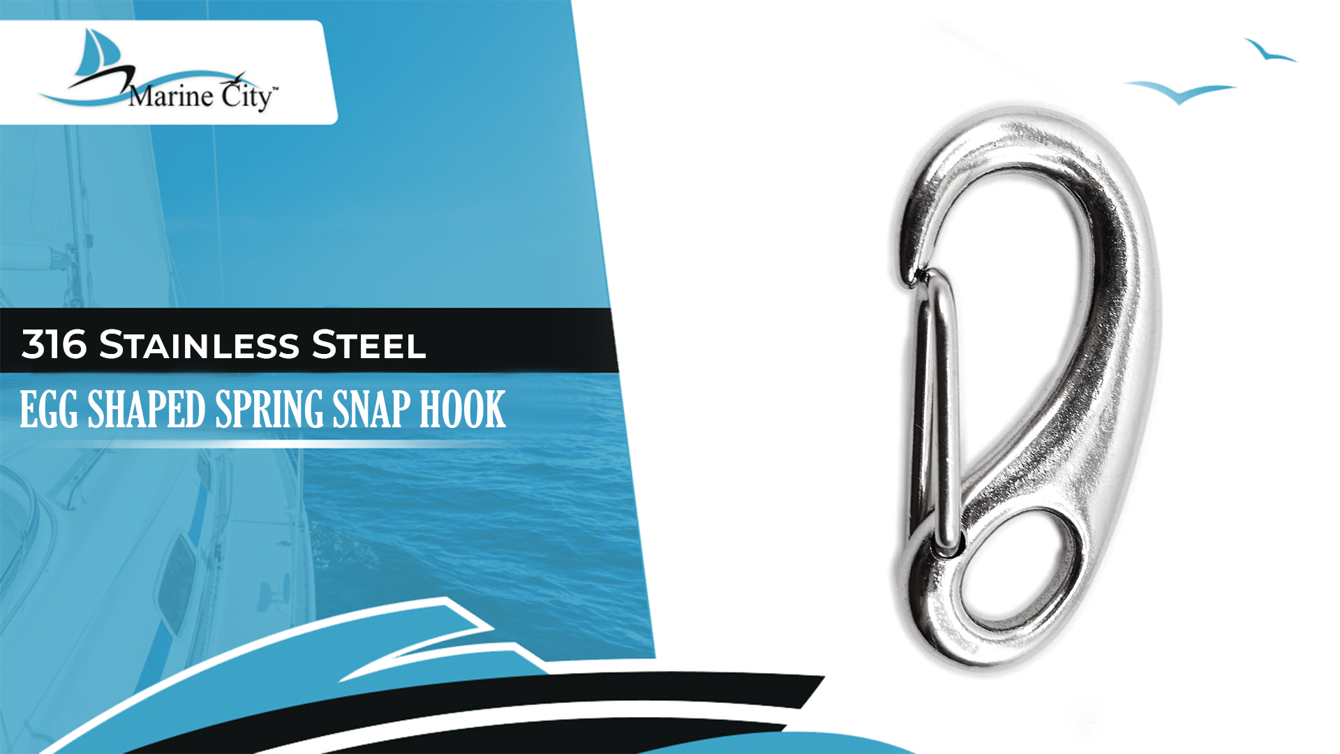 thumbnail video image 2 of MARINE CITY Egg Shaped Spring Snap Hook   316 Stainless Steel,  Quality, Rustproof, Lightweight, 2 Inch for Keys, Water Bottles, RVs, Boats, Camping, Hiking Pack of 1, 2 of 8