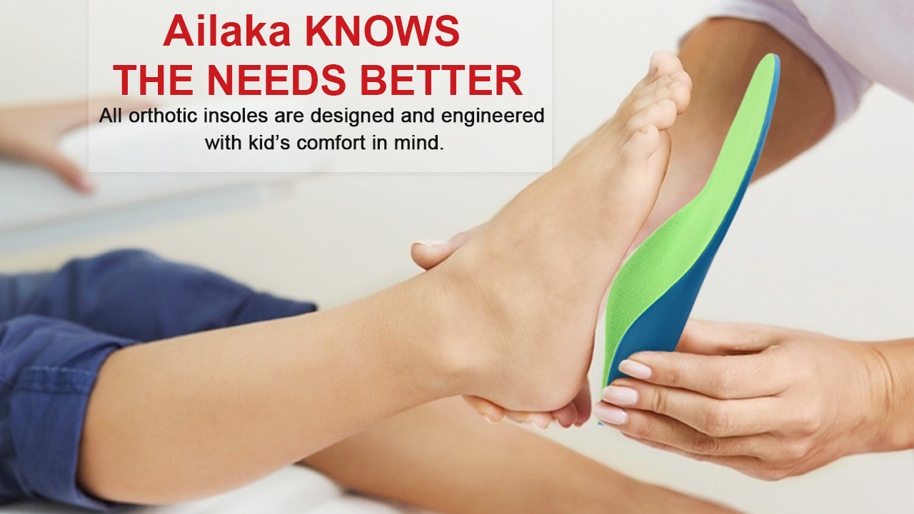 thumbnail video image 2 of Ailaka Kids Orthotic Arch Support Insoles, PU Foam Cushioning Arch Support Shoe Insert for Overpronation Children Toddlers Flat feet, Plantar Fasciitis, 2 of 8