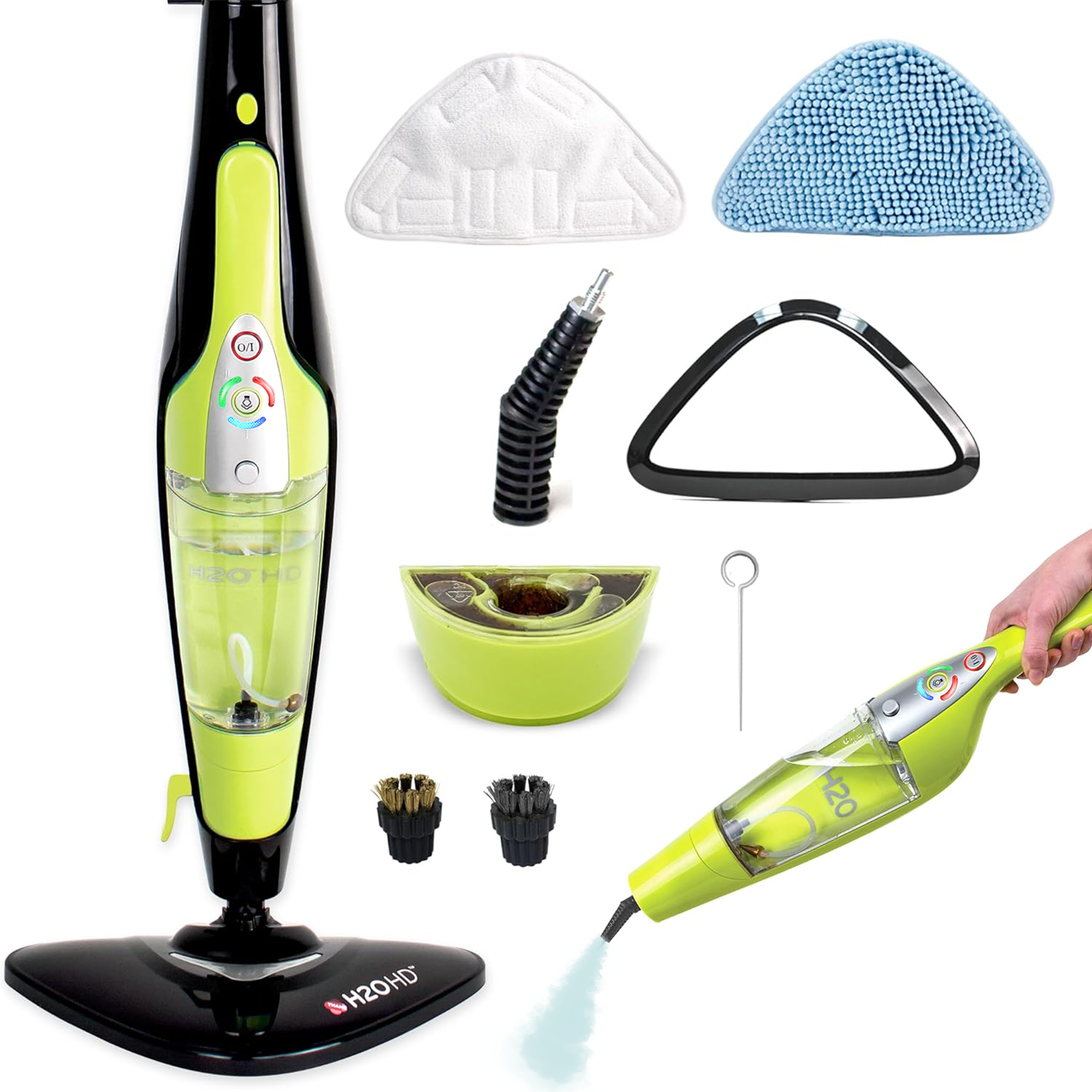 H2O HD DualBlast 5 in 1 Steam Mop & Handheld Steamer w/ 3pk