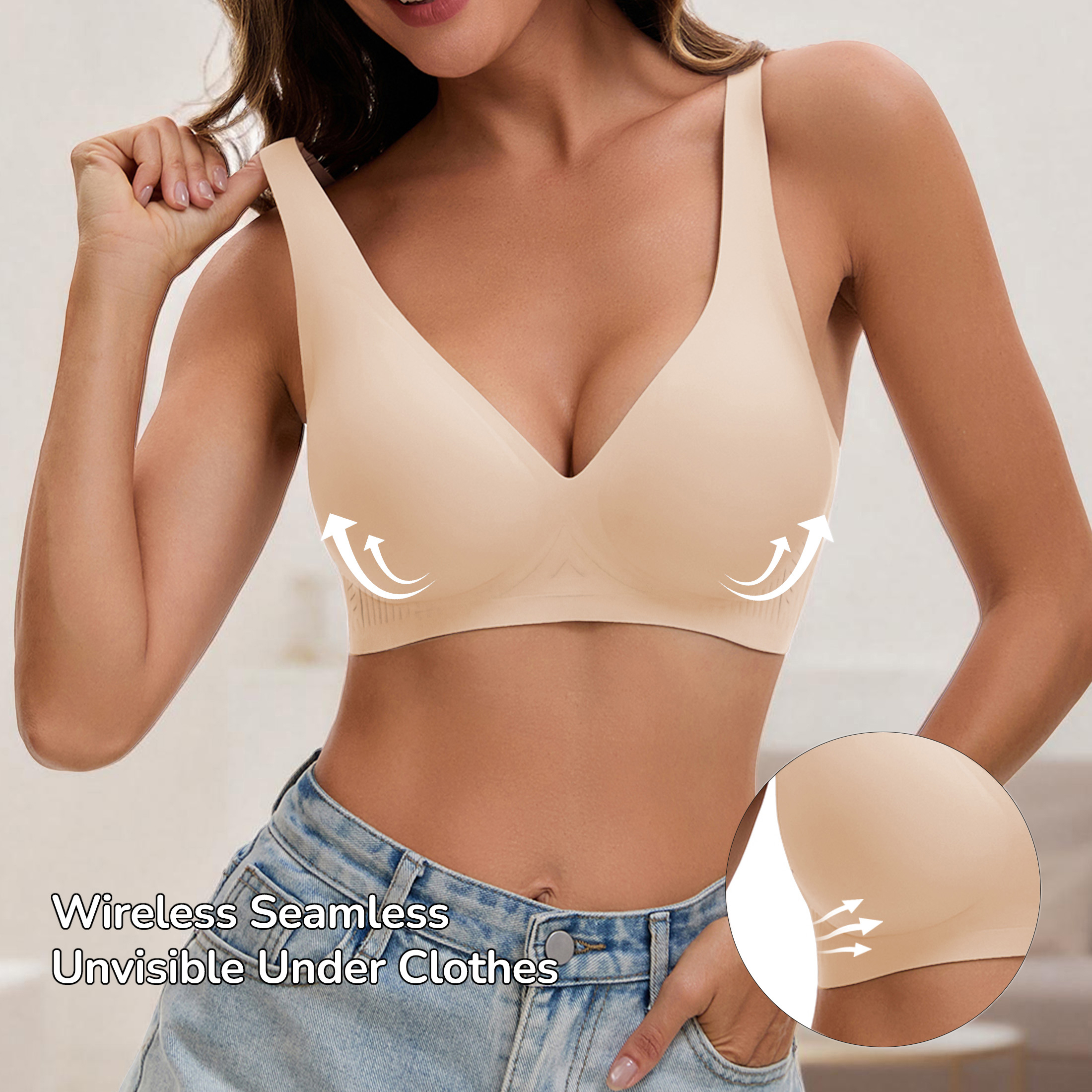 thumbnail video image 2 of Jelly Bra for Women–Wireless Seamless Bra with W-Shape Jelly Strip & Water-Drop Cup, Anti-Sag Lift Support,Breathable Comfort Everyday, 2 of 8
