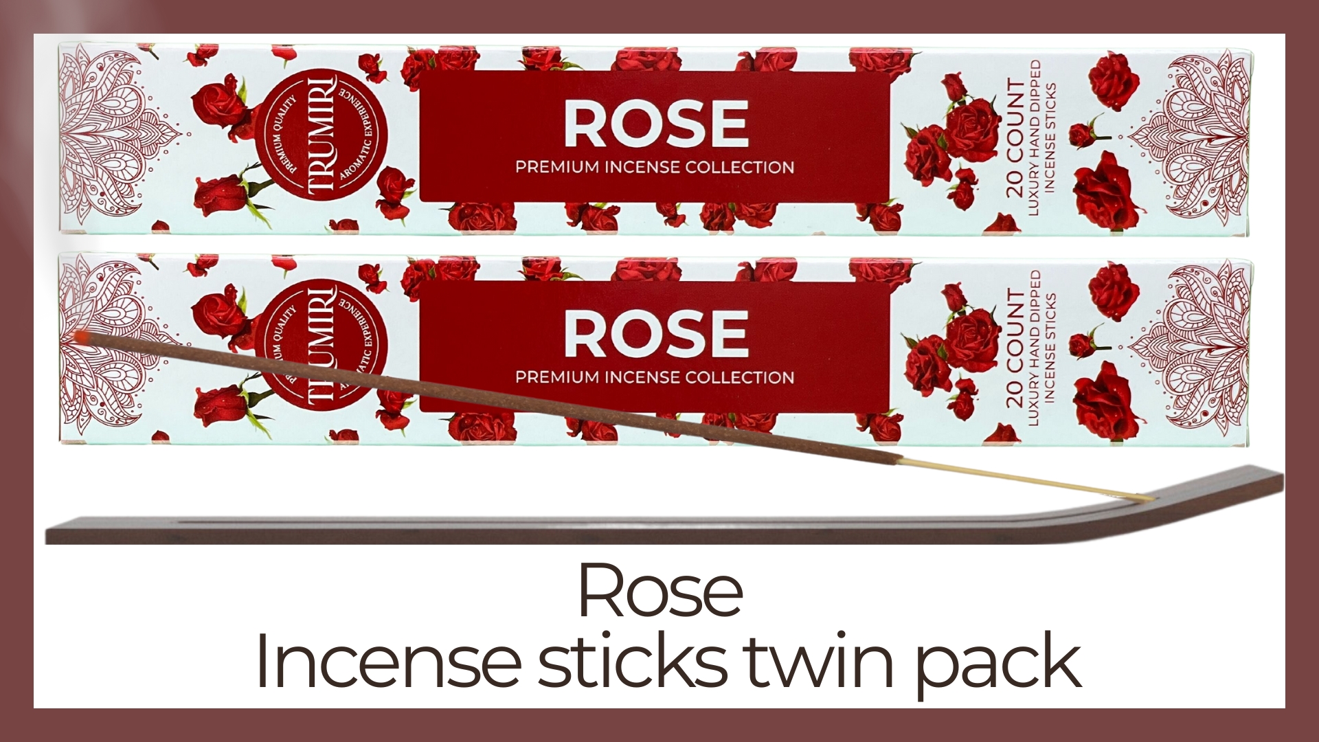 thumbnail video image 2 of Trumiri Incense Sticks - Total 40 Rose Insence-Sticks - Dual Pack of 20 Insenses - Insents - Incents - Inscense - Incence - Incienso - All Natural Incense Sticks, 2 of 10