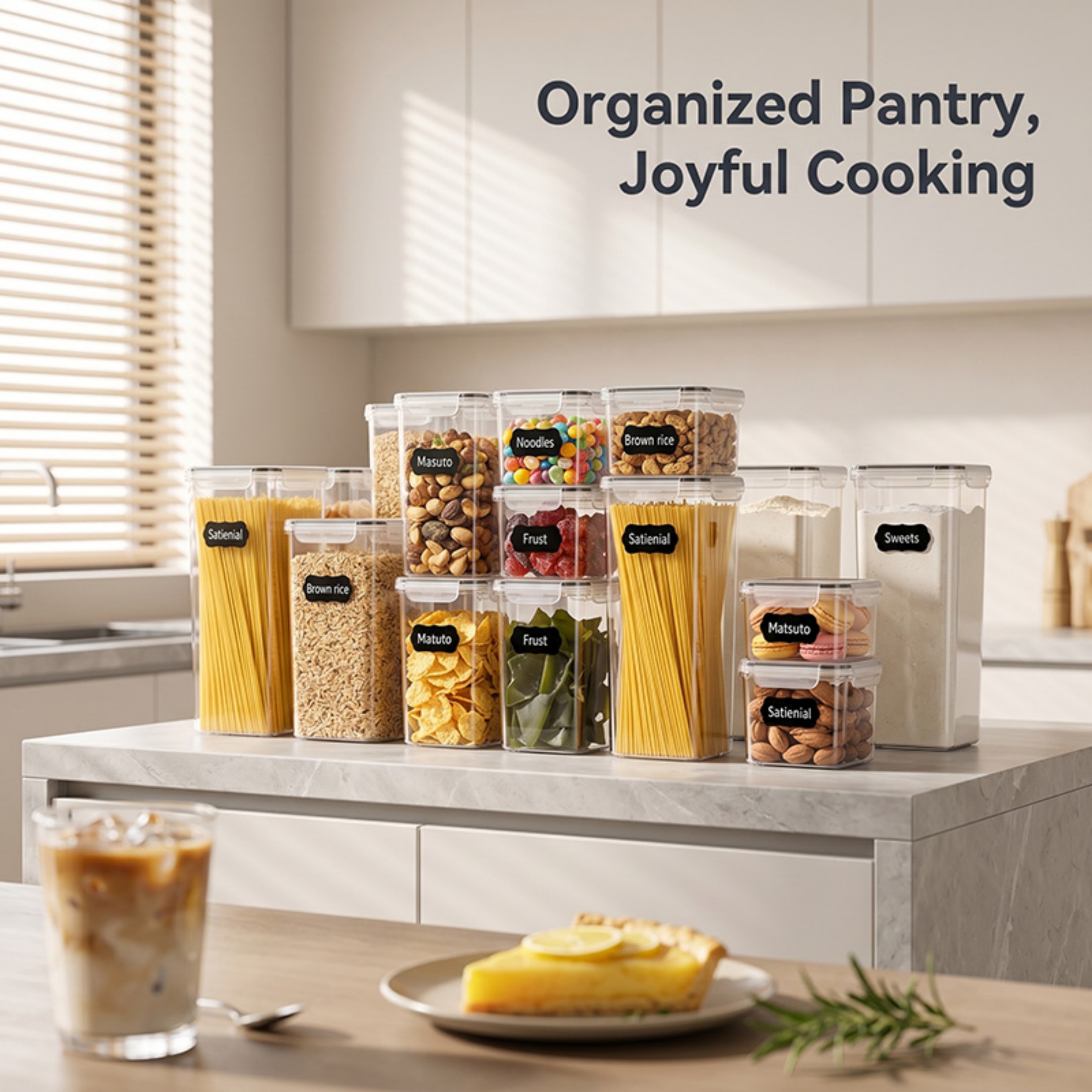 thumbnail video image 2 of YHIPL 15 PCS Airtight Food Storage Containers with Lids, Kitchen Storage Container for Cereal, Dry Food, Flour and Sugar, BPA-Free, Includes 24 Labels, 2 of 11