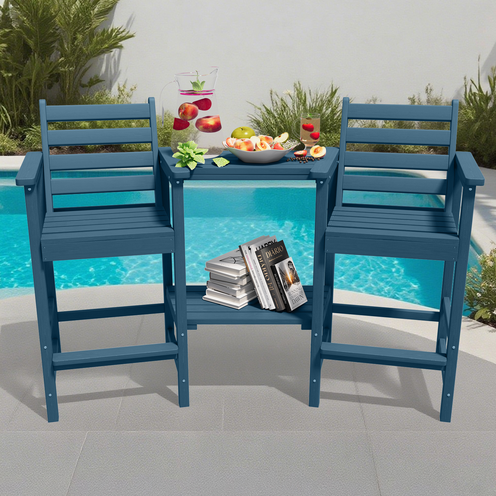thumbnail video image 2 of AreShark HDPE Tall Adirondack Chair Set with Removable Double Trays (Set of 2) Dark Red, 2 of 9