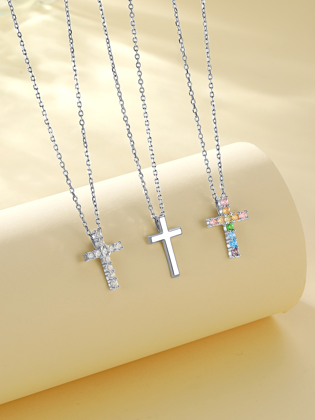 thumbnail video image 2 of FaithHeart Cross Necklace for Women with Gift Card, Stainless Steel Colorful Cubic Zirconia Christian Faith Pendant Necklaces for Girlfriend Wife Birthday Valentines Christmas Jewelry Gift, 2 of 8