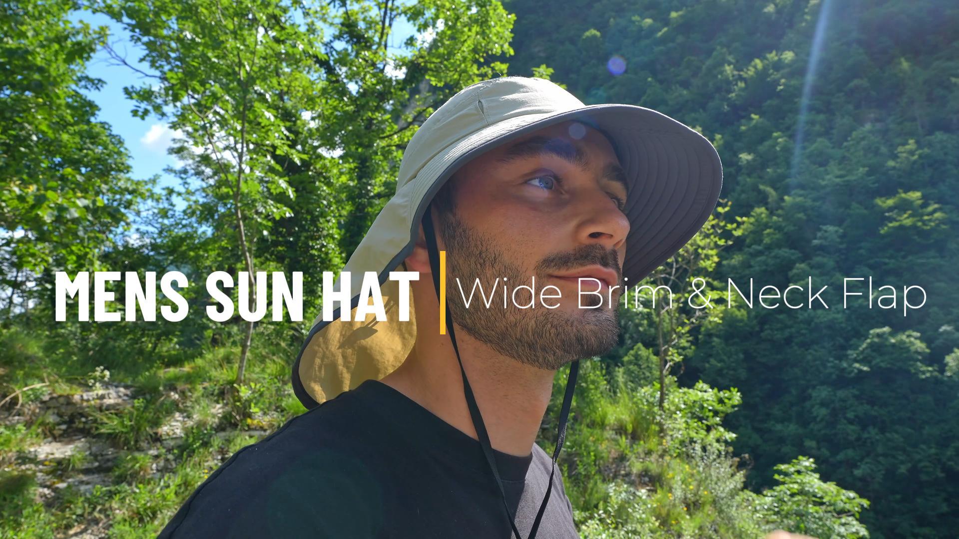 thumbnail video image 2 of TOP-EX XXL/XL/L/M Mens Sun Hat with Neck Flap & Sunglass Slot – Wide Brim UPF 50+ UV Protection, Waterproof, Packable for Big Heads Fishing Hiking Outdoor Beige XL/XXL, 2 of 9