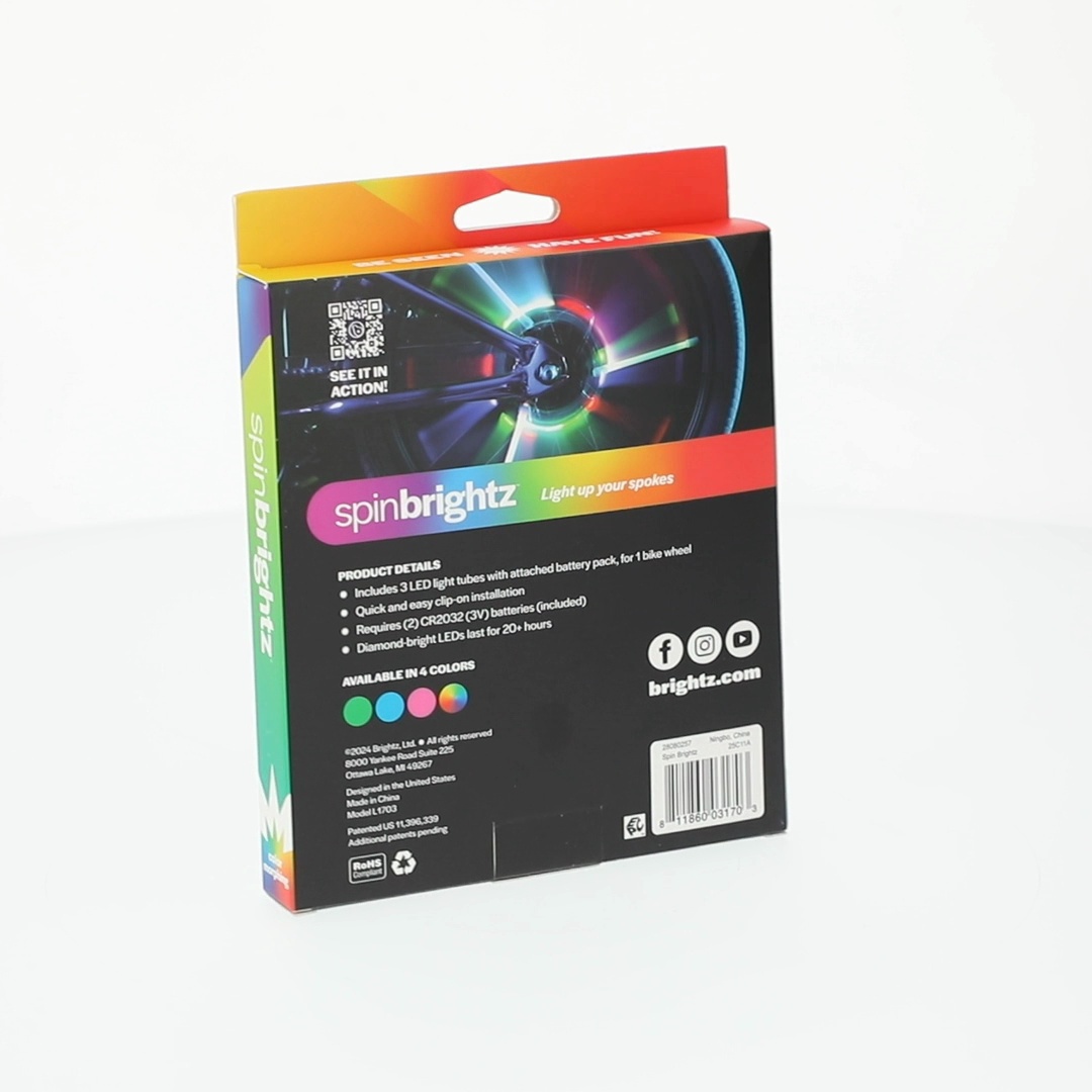 Brightz SpinBrightz LED Bike Spoke Lights, 3 Light Tubes, Constant