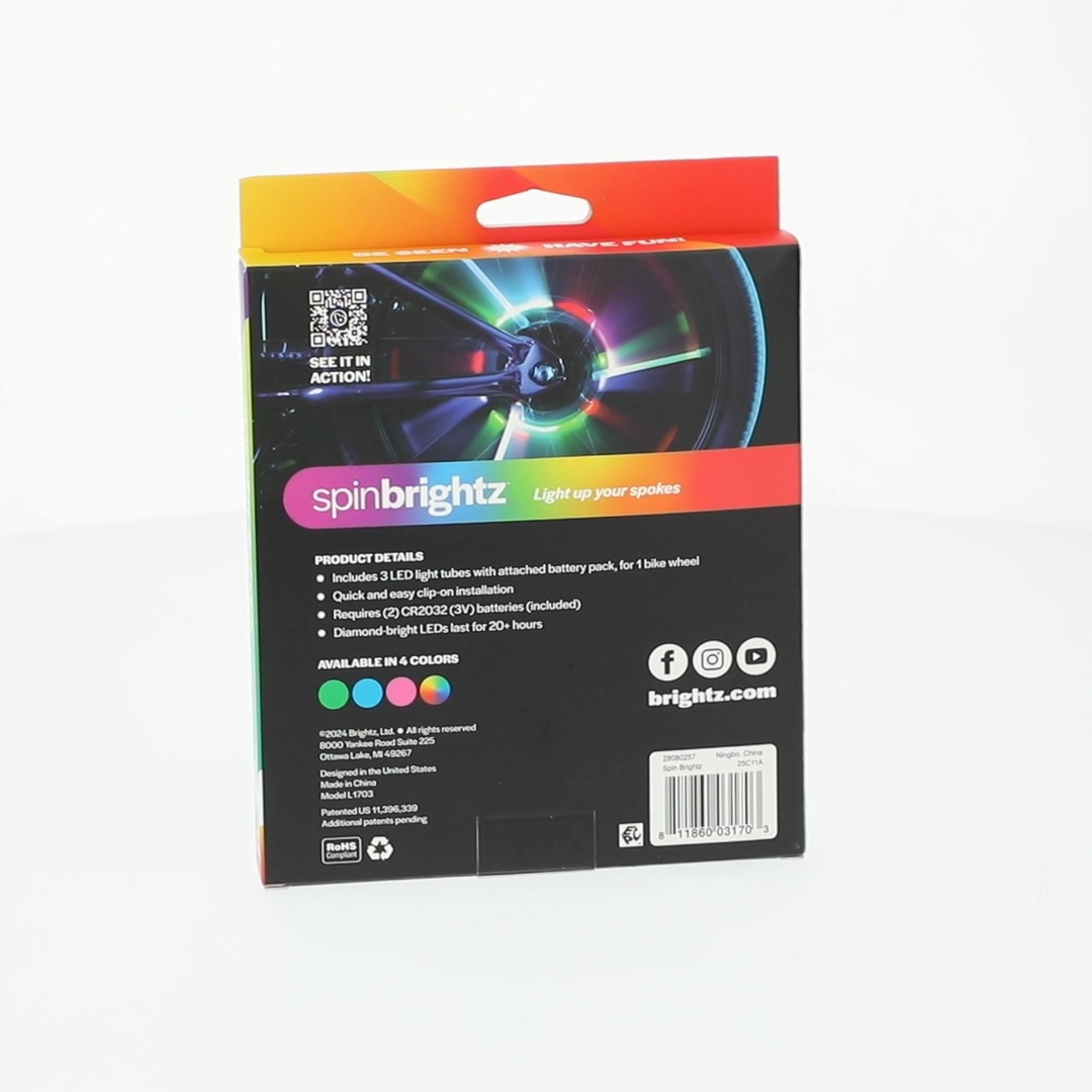 Brightz SpinBrightz LED Bike Spoke Lights, 3 Light Tubes, Constant