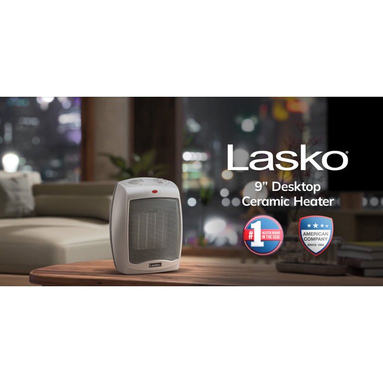 Lasko 1500W Electric Ceramic Space Heater with Adjustable Thermostat, 754200, Silver