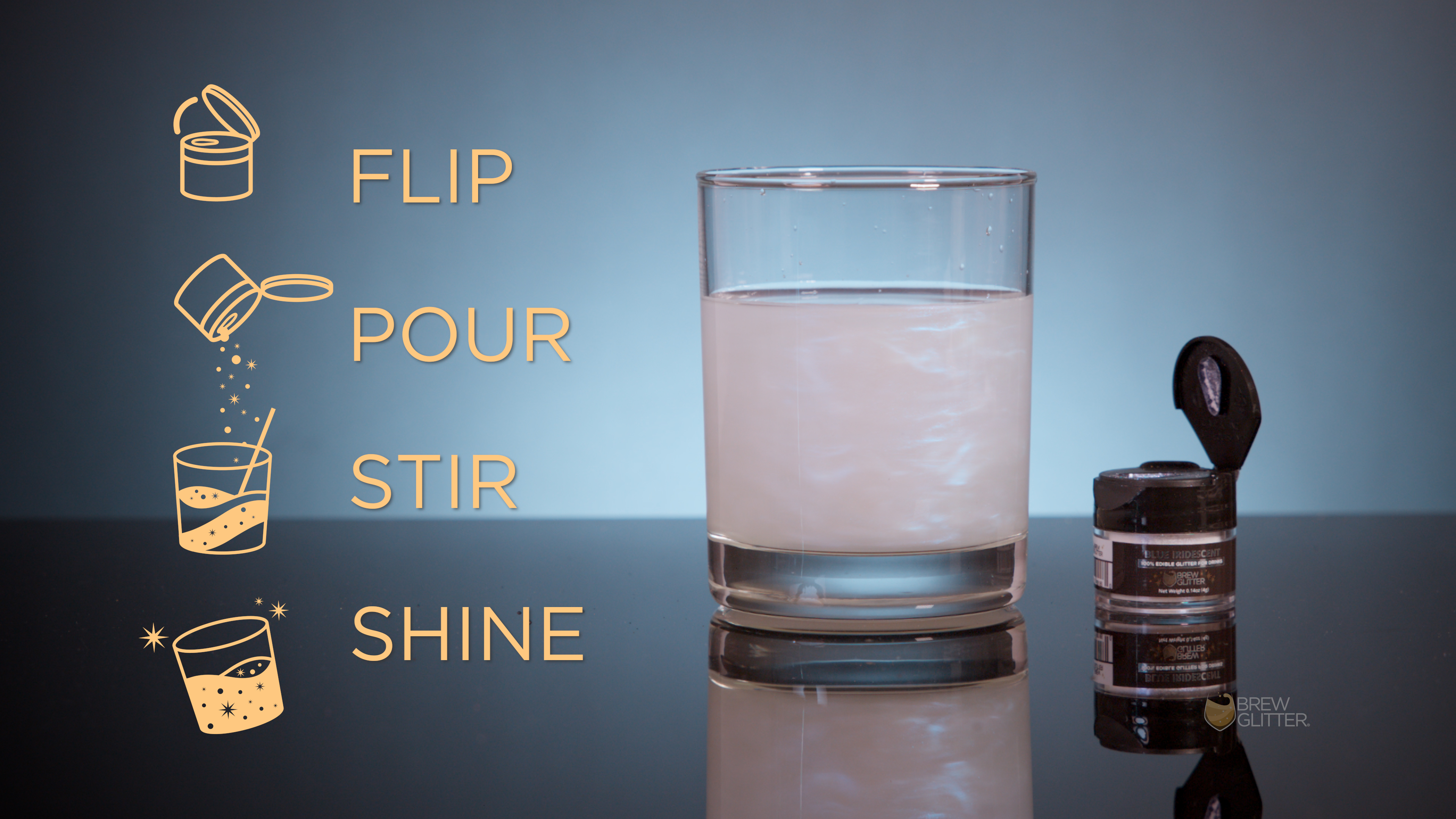 thumbnail video image 2 of Brew Glitter - Blue Iridescent Edible Drink Glitter - Silky Swirl, Beverage-Safe, 4g, 2 of 10