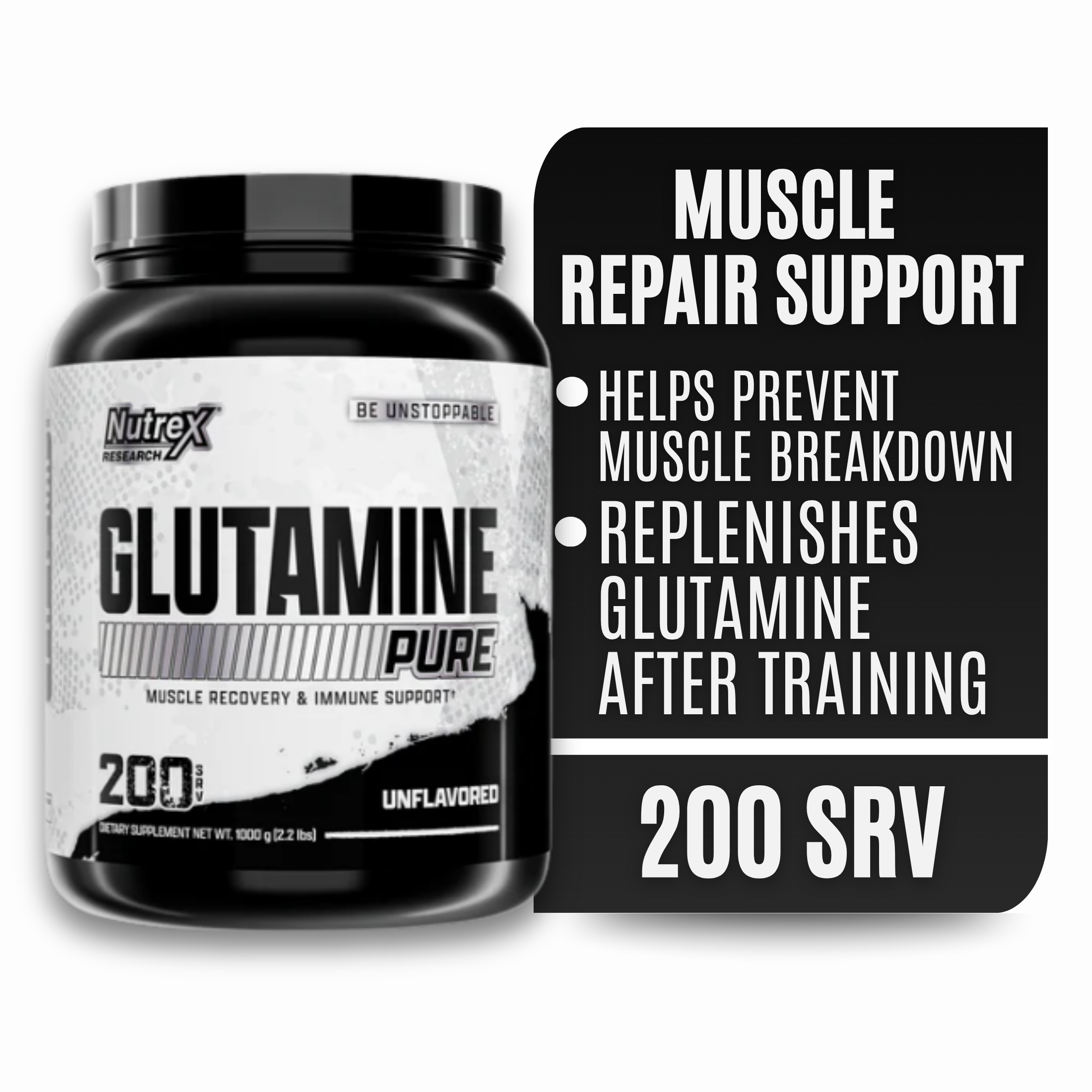thumbnail video image 2 of Nutrex Research Pure Glutamine Post Workout Recovery L-Glutamine Powder 1000g, 2 of 7