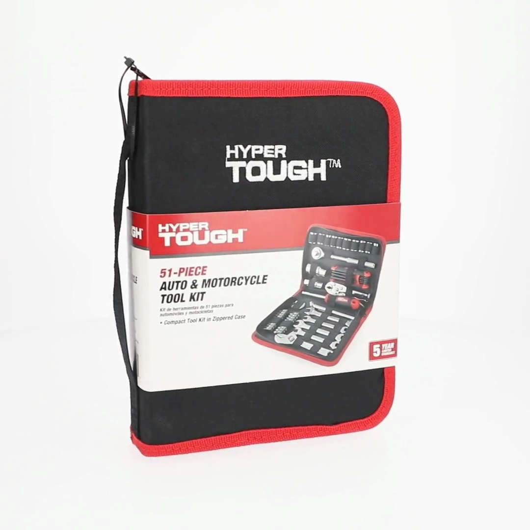 Hyper Tough 51-Piece Mechanic's Tool Kit, Compact Emergency Set