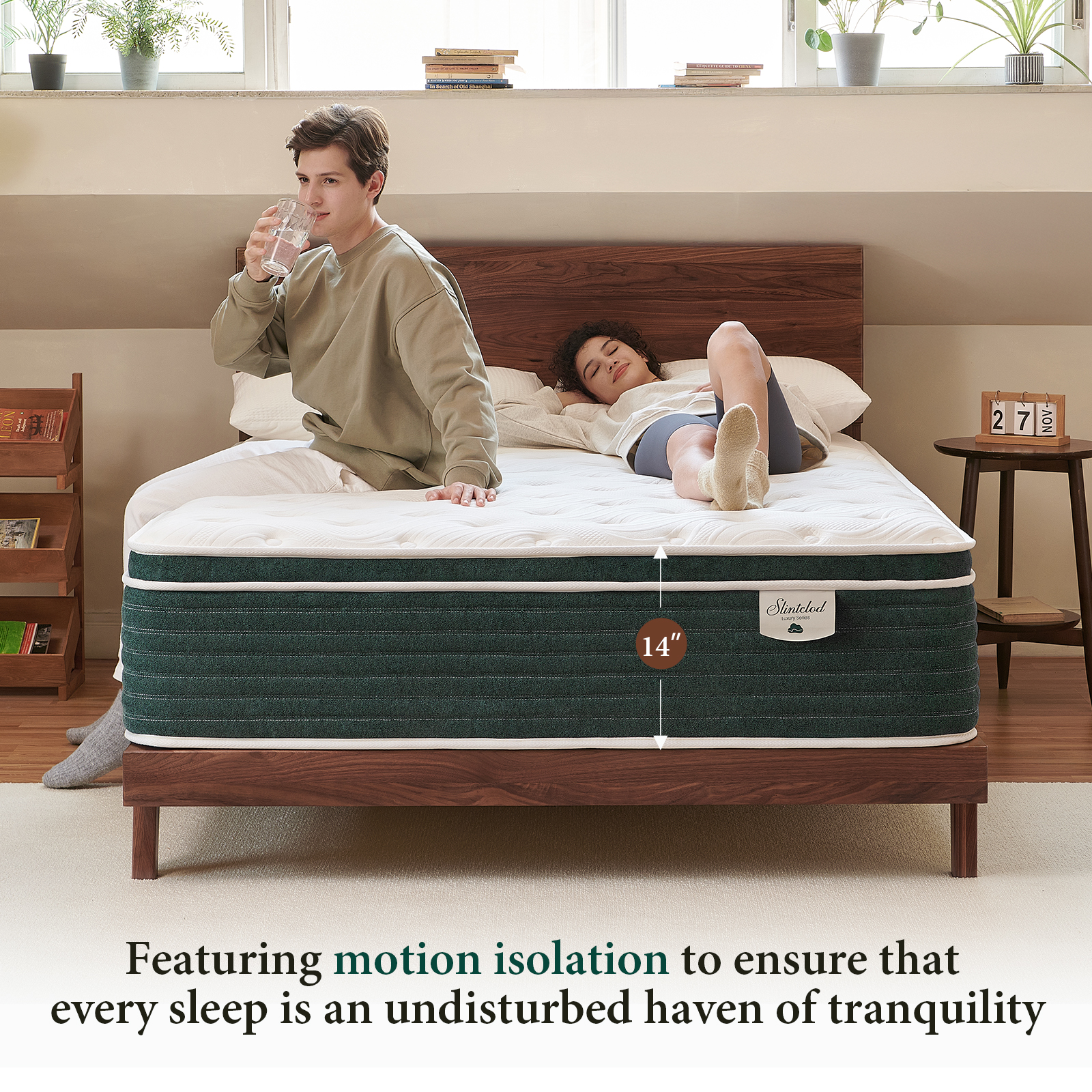 thumbnail video image 2 of Slintclod Hybrid 14 Inch Twin XL Mattress- Medium Plush - Contouring Gel Memory Foam - Cooling Fiber- CertiPUR-US Certified - No Fiberglass - Forever Warranty(80"x39"x14"), 2 of 8