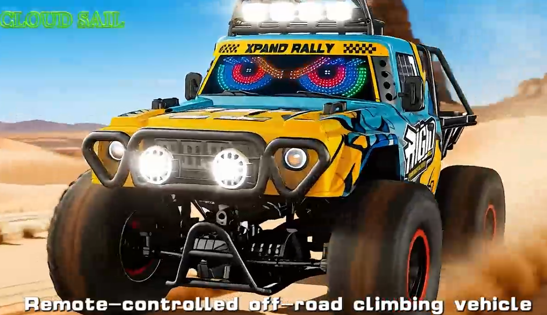 thumbnail video image 2 of HNH 1:10 Rock Crawler, off-Road Remote Control Car for Kids, 4WD Rc Car Monster Truck with LED Light, Music, 2 Batteries, 2 of 9