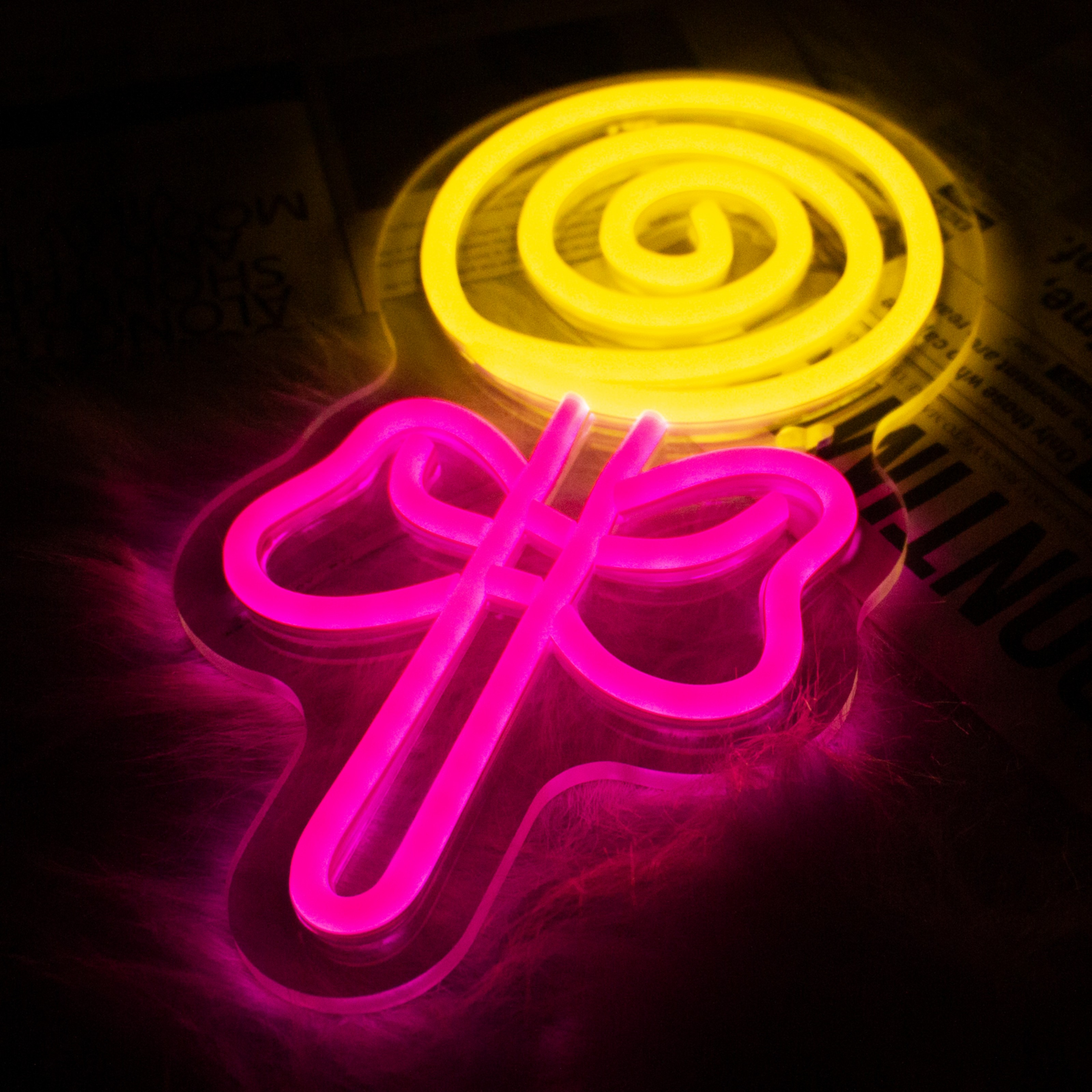 thumbnail video image 2 of UPONRAY Lollipop Neon Signs, 3.6"*11.8" Dimmable & USB-Powered LED Neon Light, Stylish Wall Decor for Bedroom, Party, Sweet Shop, Baby Room, Bar, 2 of 8