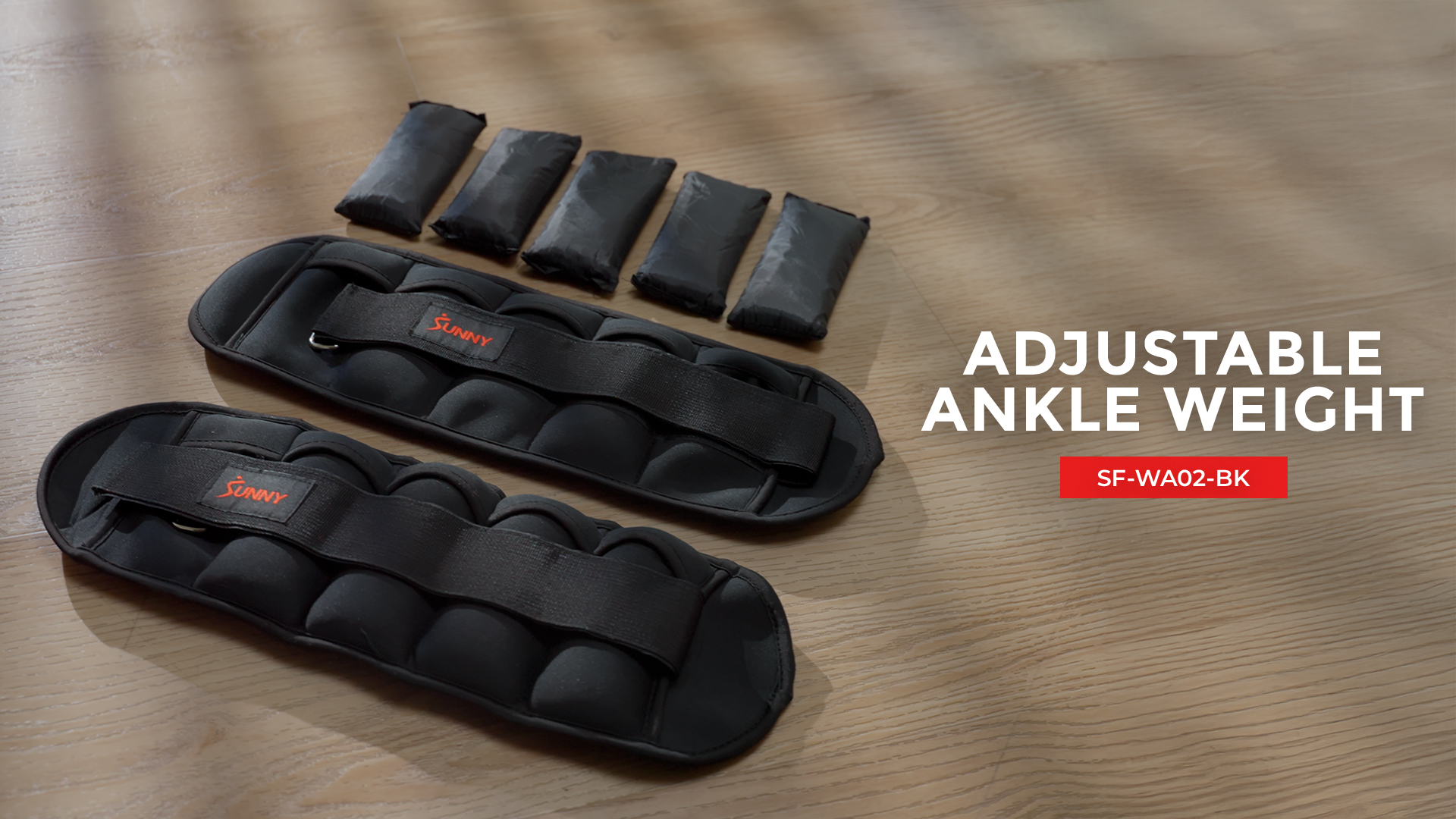thumbnail video image 2 of Sunny Health & Fitness Adjustable Ankle Weight 5-Pound (Pair) - SF-WA02-BK, 2 of 8