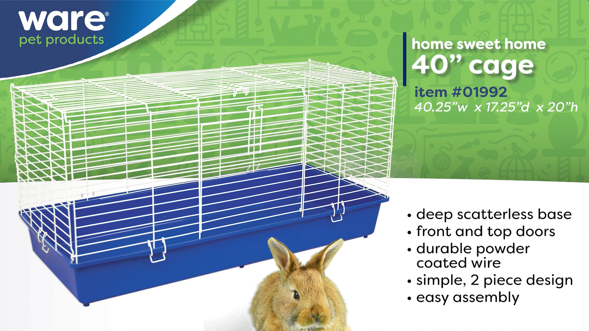 thumbnail video image 2 of Ware Manufacturing Home Sweet Home Small Pet Cage, 40" Assorted Colors (1 Pack), 2 of 11