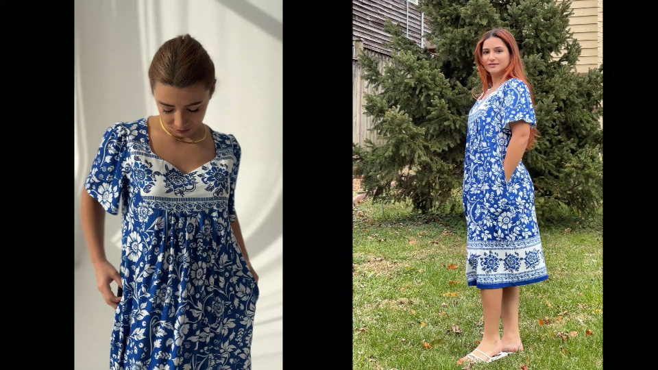 thumbnail video image 2 of Avidlove Women's Short Sleeve Nightgown Long Sleepshirts V Neck Sleep Dress Below Knee Length Sleepwear, 2 of 7