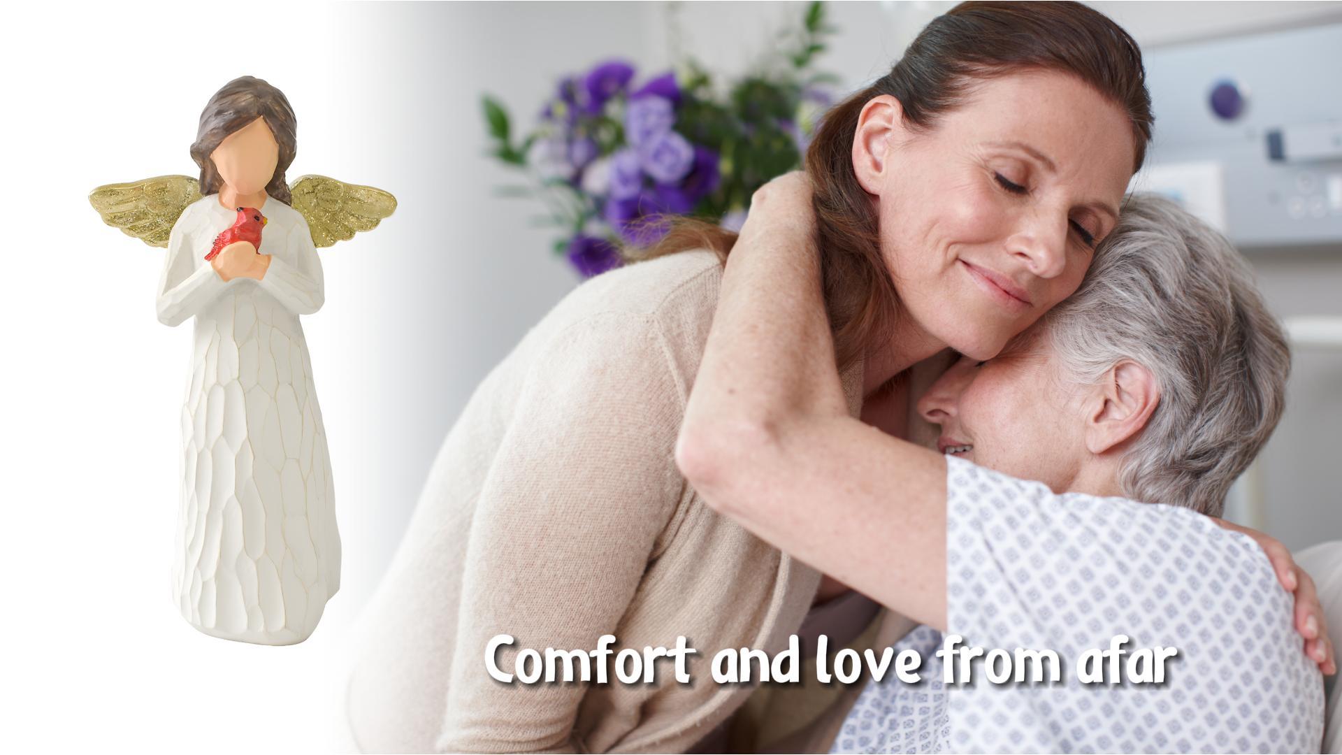 thumbnail video image 2 of thovorrnl Angel Figurines for Women, Guardian Angel Statue Holding Red Bird, Sympathy Angel Gifts, 2 of 8