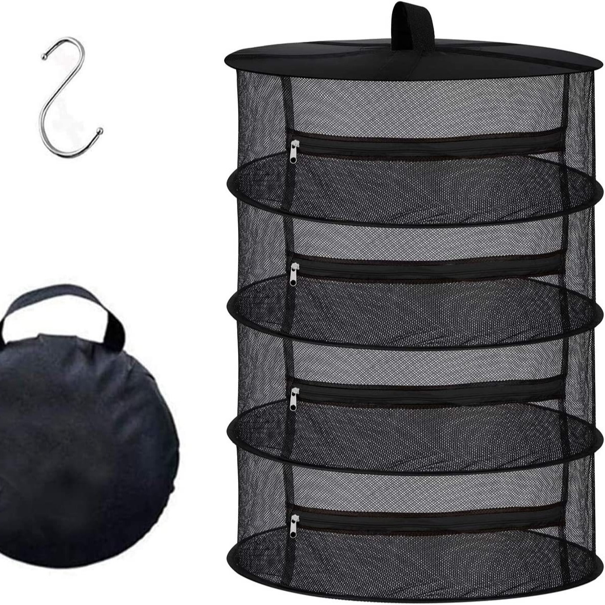 thumbnail video image 2 of Fish Mesh Hanging Drying Net Food Dehydrator Durable Folding 4 Layer Dryer Rack, 2 of 9