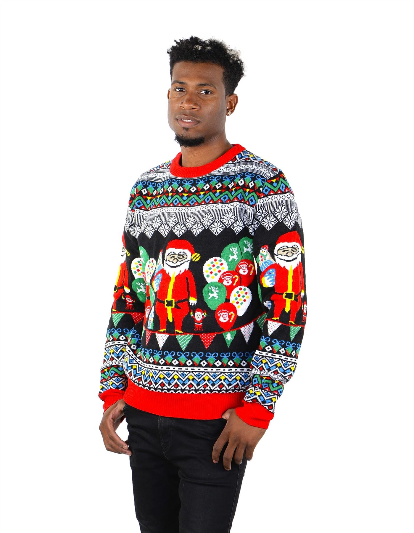 thumbnail video image 2 of Socal Look Men's Ugly Christmas Sweater, Long Sleeve Crew Neck Acrylic Holiday Pullover, XL, 2 of 14