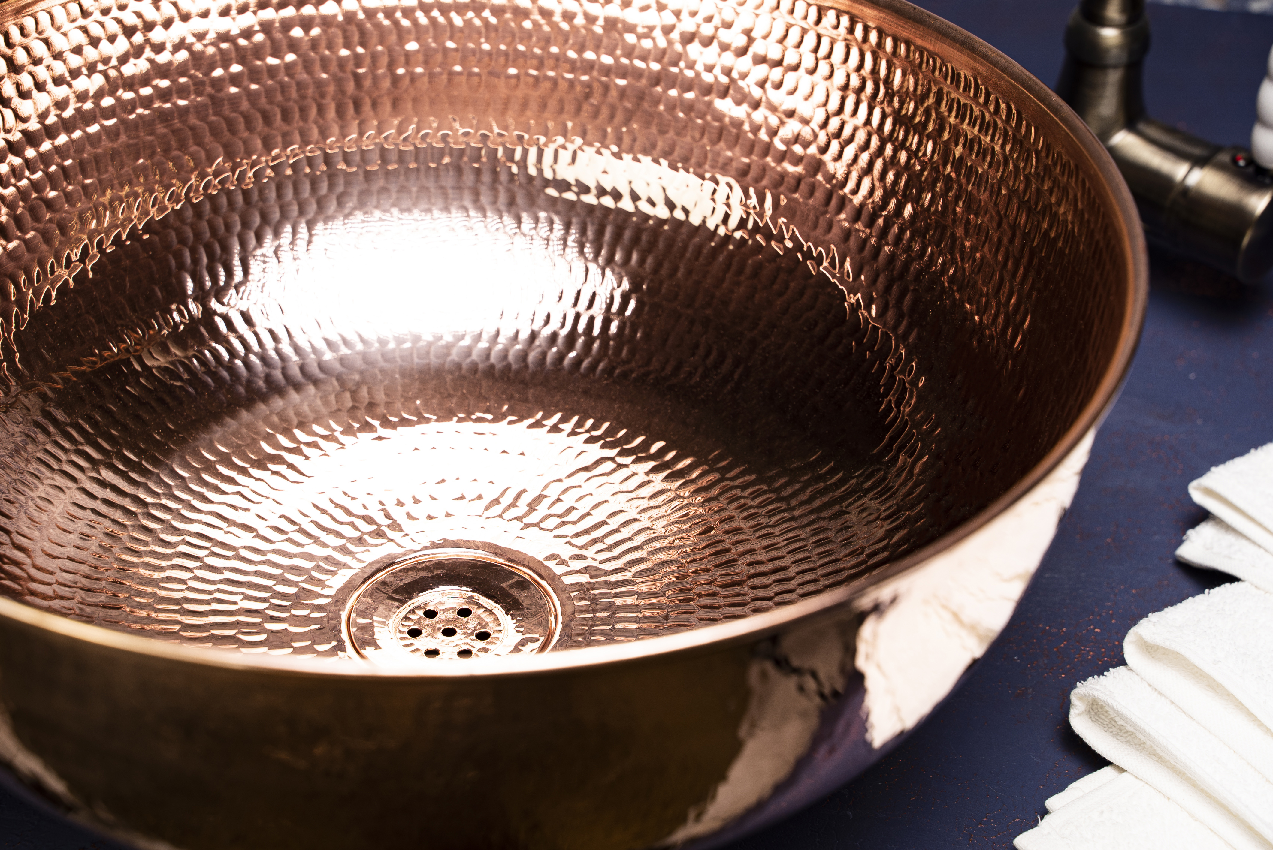 thumbnail video image 2 of 16.5" Handmade Hammered 100% Solid Copper Kitchen & Bathroom Vessel Sink Bowl – Countertop Basin for Vanity & Powder Room | Eco-Friendly Rustic Copper Sink, 2 of 11