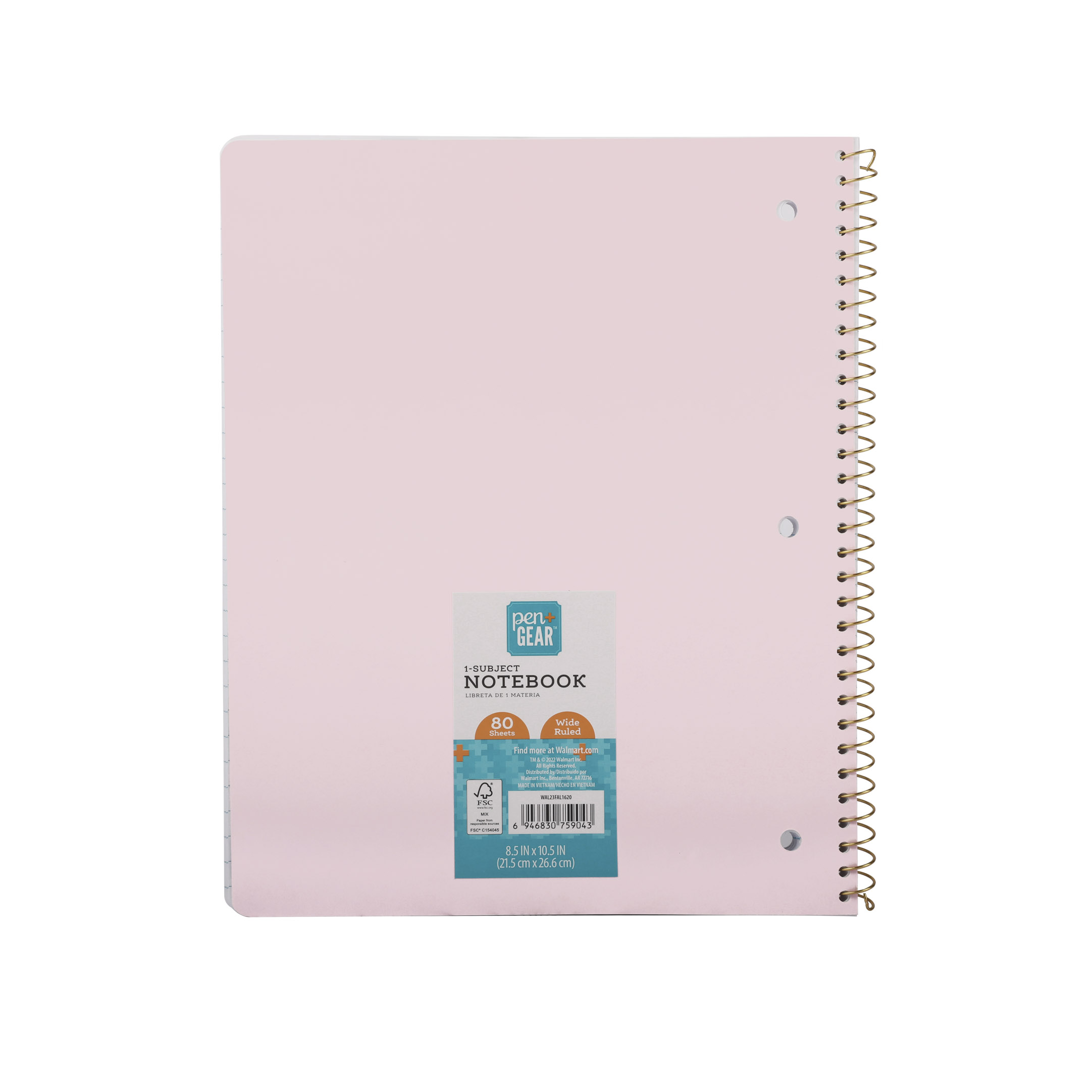 Pen + Gear 1-Subject Notebook, Wide Ruled, 80 Sheets, 10.5 x 8 