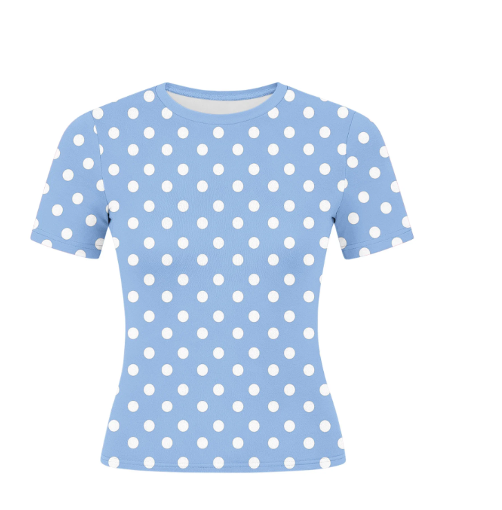 thumbnail video image 2 of Tsesme Women’s Polka Dot Short T-shirt Summer Round Neck Short Sleeve Tops Fashion Slim Tees, 2 of 8