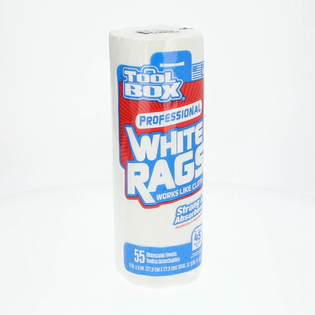 ToolBox® Professional White Rags: Multi-Surface Cleaning