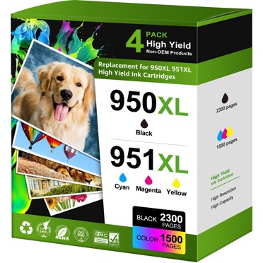 Toner Kingdom 5-Pack 950XL 951XL Ink Cartridges For HP OfficeJet 8610 8620 8630 8640 8615 - Black & Color