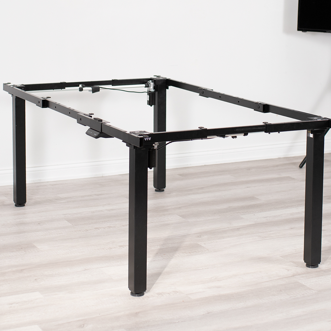 thumbnail video image 2 of VIVO Black Electric Dual-Motor Height Adjustable 4-Leg Standing Desk Frame, 2 of 7