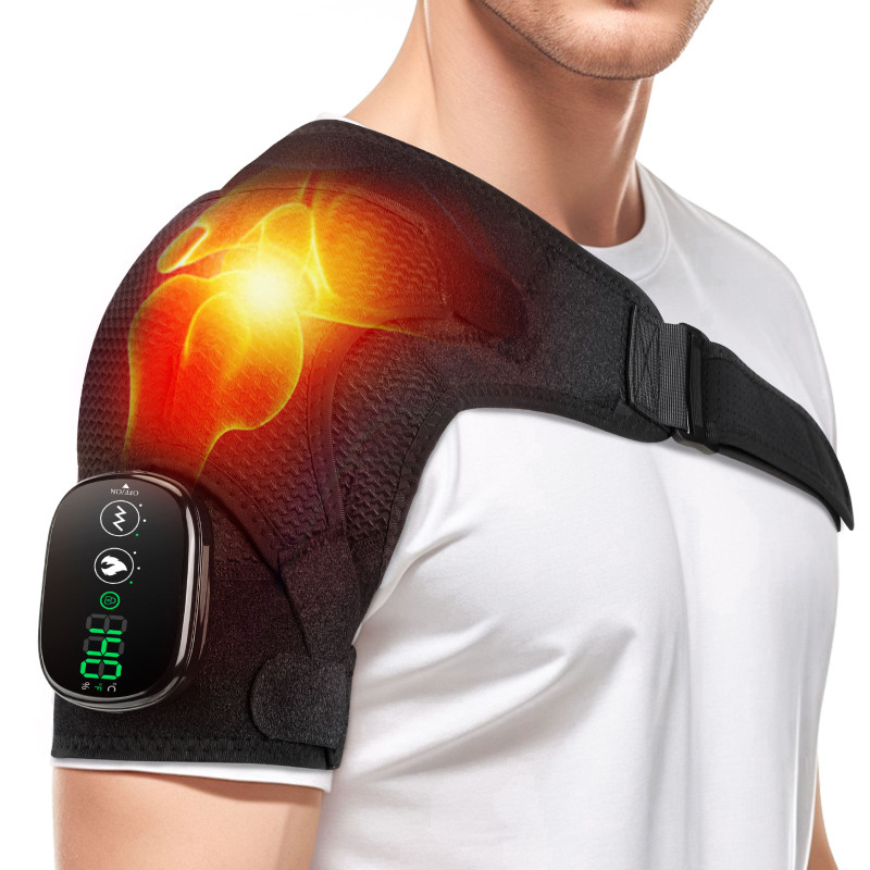 thumbnail video image 2 of Heated Shoulder Brace Wrap with Massage for Muscle Relief, Heated Shoulder Massage with 3 Heat & Vibration Settings, Electric Shoulder Heating Pad Massager for Men Women, Black, 2 of 14