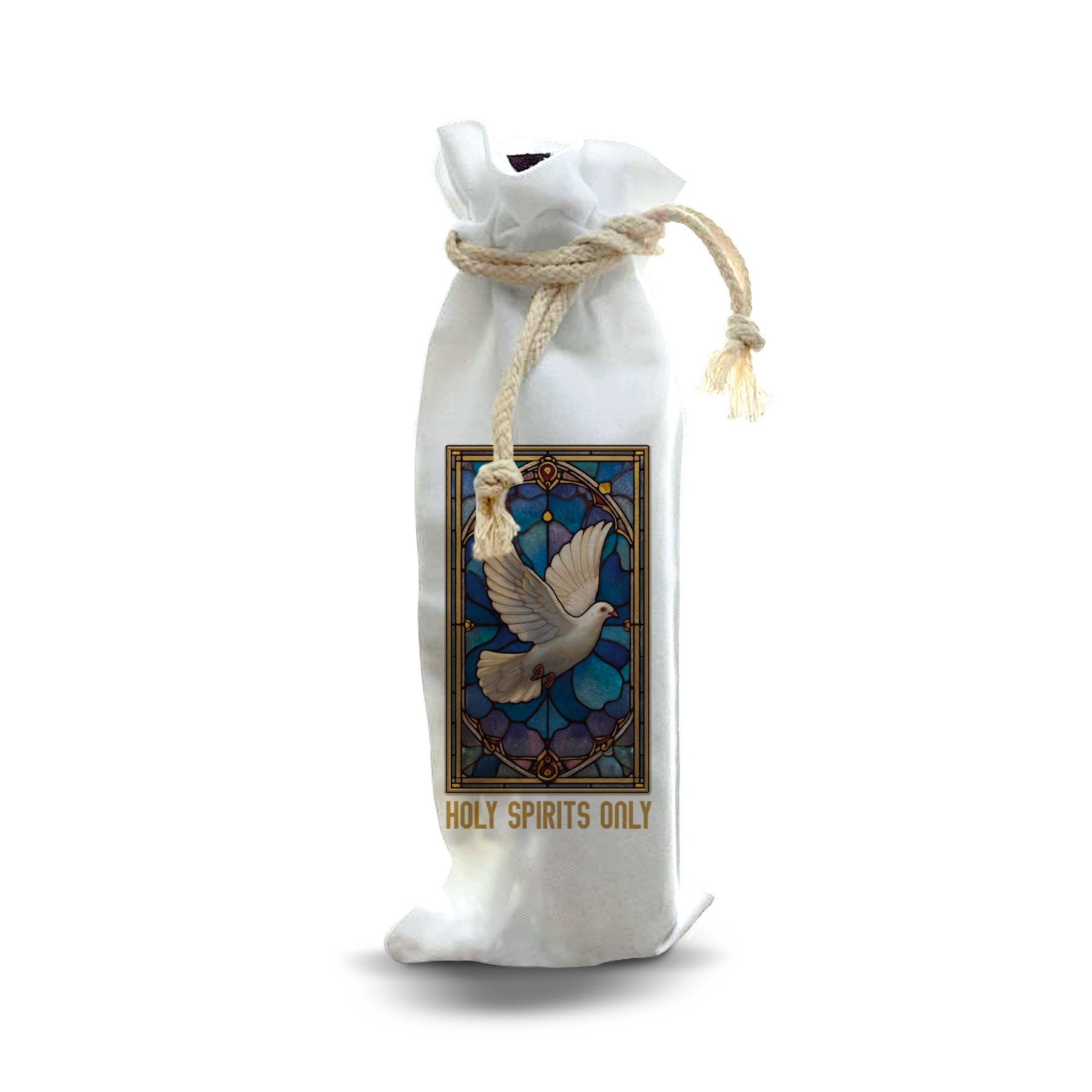 thumbnail video image 2 of Jolitee Reusable Canvas Wine Bottle Gift Bag – “Holy Spirits Only” – Festive Religious Humor Bag, 2 of 6