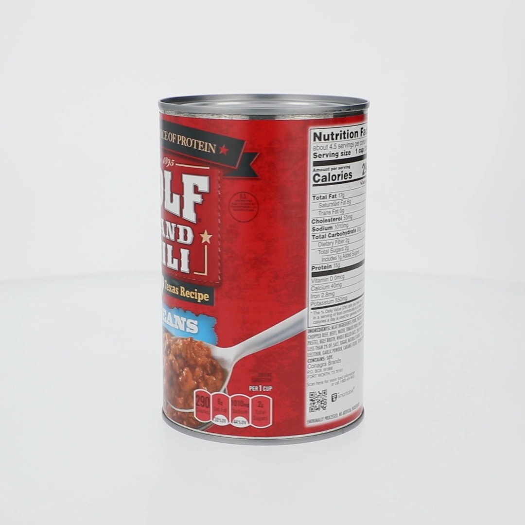 Wolf Brand Chili No Beans, Chili Without Beans, 15g Protein Per