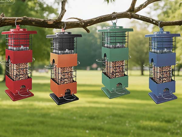 thumbnail video image 2 of Bird Feeder Squirrel Proof,2.5LBS Metal Bird Seed Feeders for Outdoors Hanging,Wild Birds Feeders for Finch Cardinal Blue Jay Outside (Blue), 2 of 8