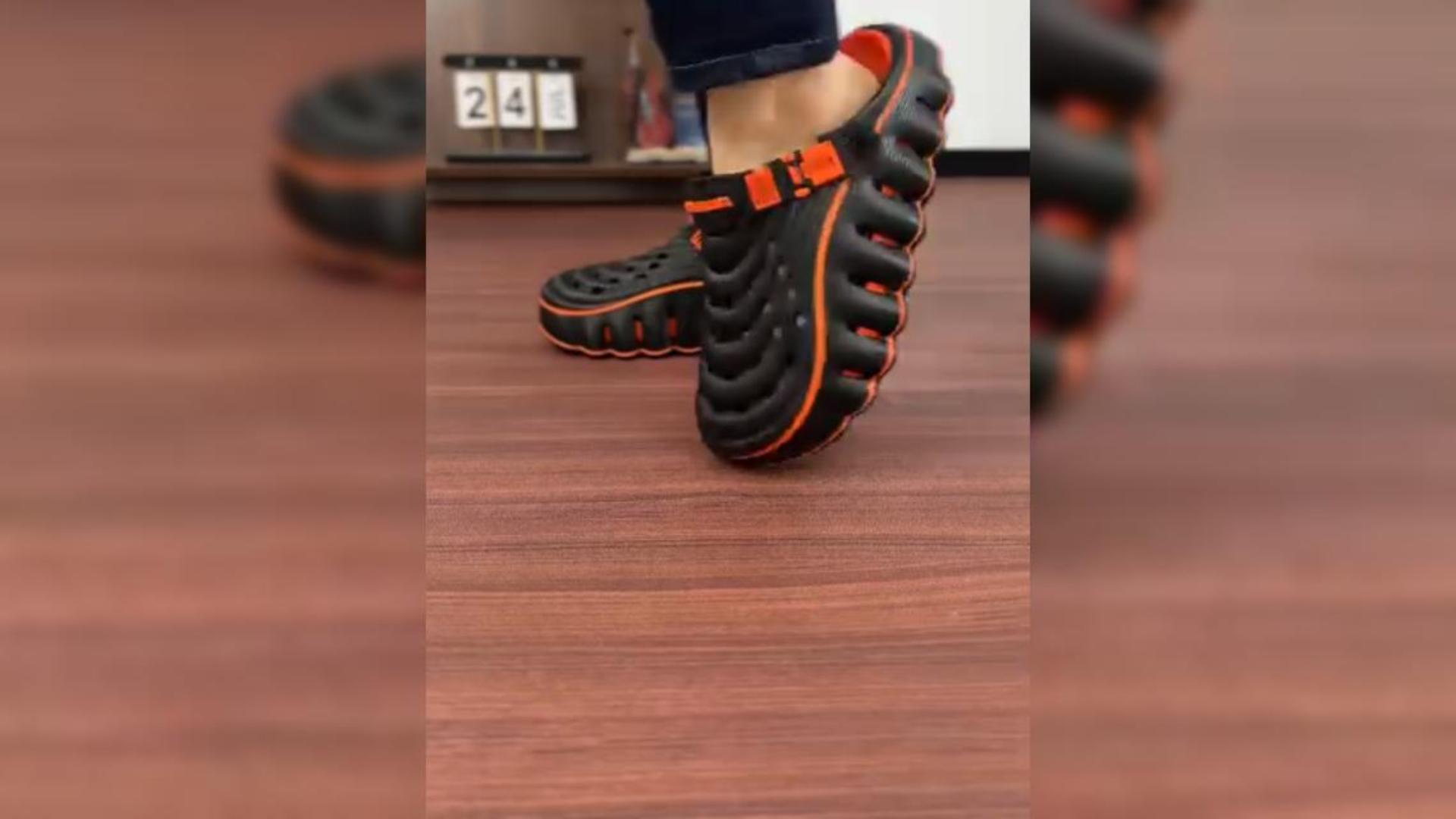 thumbnail video image 2 of Men's Cloud Clogs, Lightweight Cushioned Arch Support Shoes, Non-Slip Thick Sole for Summer Walking, 2 of 8