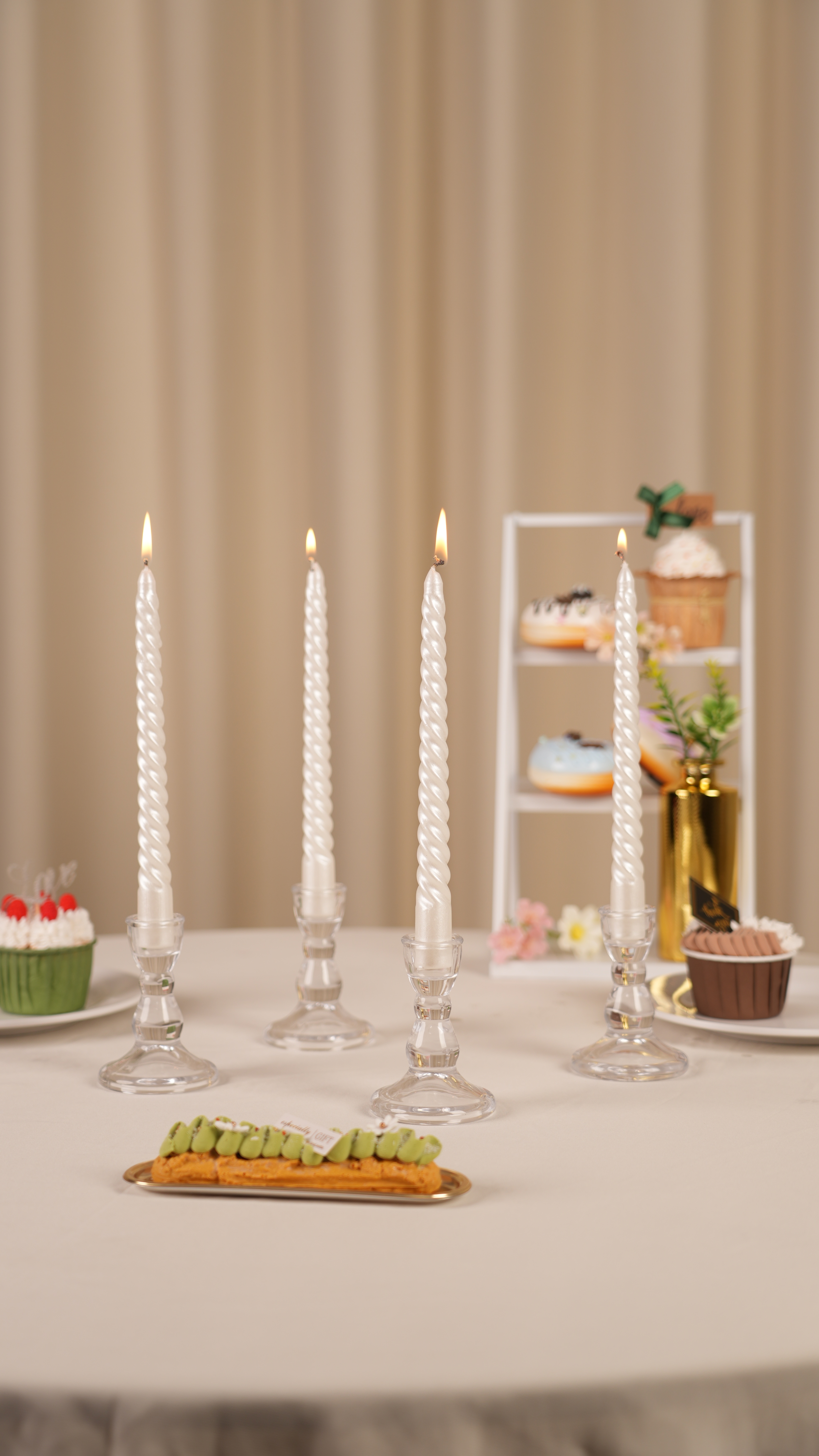 thumbnail video image 2 of Glasseam Clear Glass Candlestick Holder Set of 4 Tapered Candle Holders for Wedding Table Centerpieces, 2 of 11