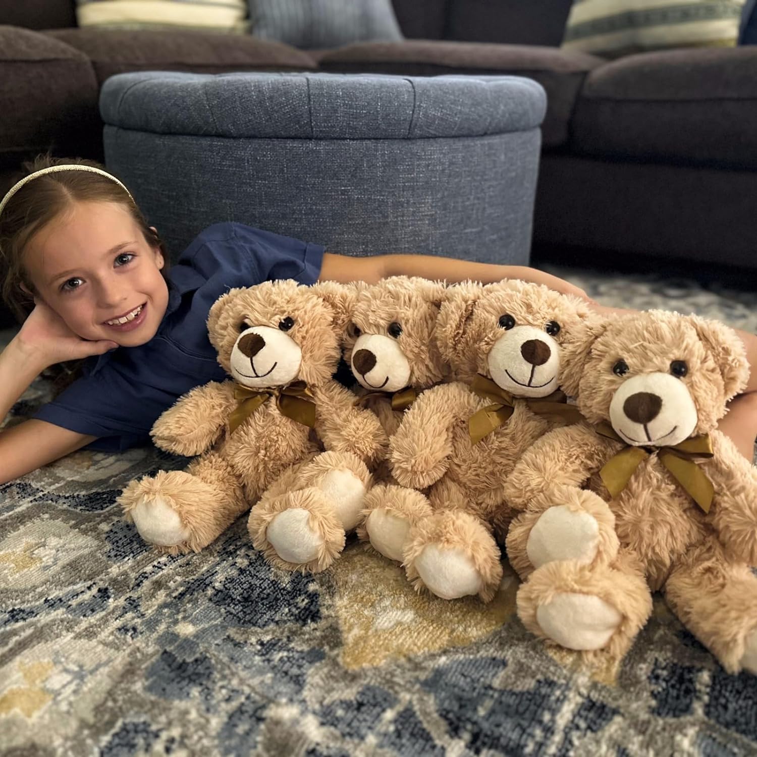 thumbnail video image 2 of MorisMos 5 Packs Teddy Bears 14'' Bulk Stuffed Animals Plush Bear, 2 of 8