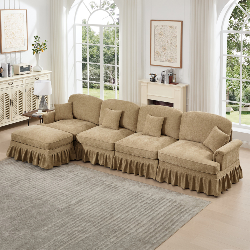 thumbnail video image 2 of Newest Elegant Oversized Large Two Seater Sofa Couch,Flared Arms,Removable Ruffles Pleats Skirts,Spindle Legs, Comfy Chenille Two-Seat Love Seat Sofa for Living Room,Green, 2 of 21