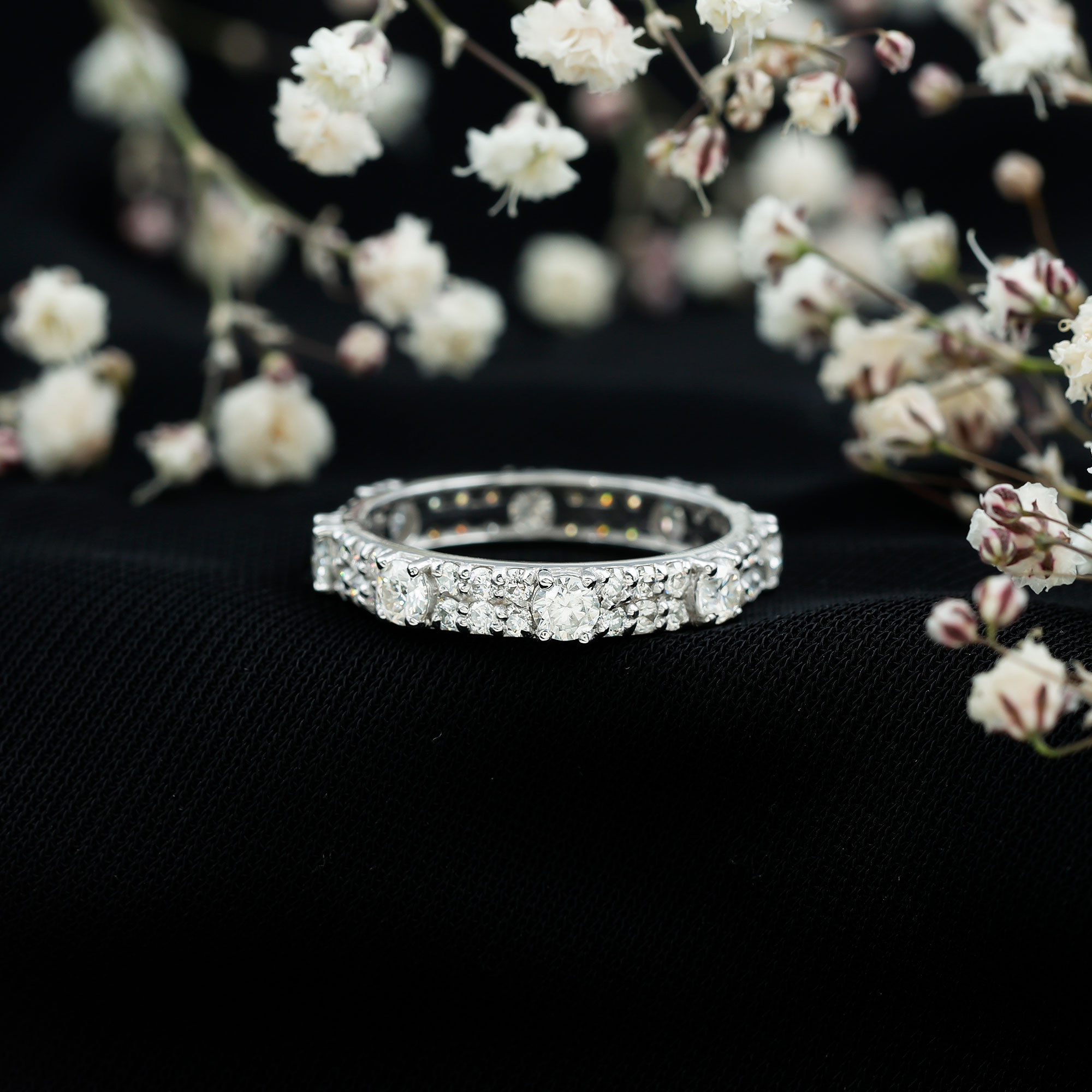 thumbnail video image 2 of Rosec Jewels Lab Created Diamond Eternity Ring for Women - Wedding Anniversary Ring - EF-VS Grade, 18K Yellow Gold, US 4.50, 2 of 7